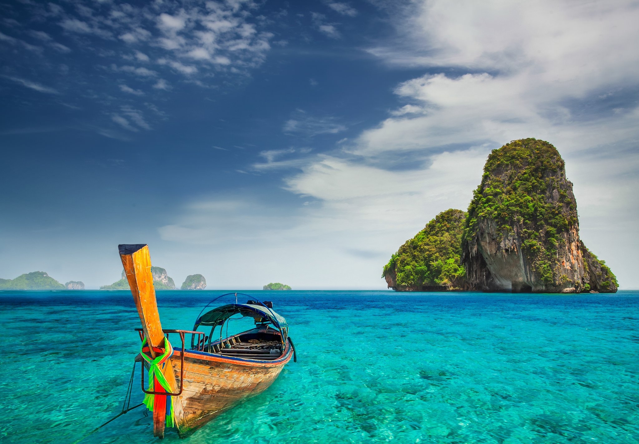 Wallpapers clouds tropical island boat on the desktop