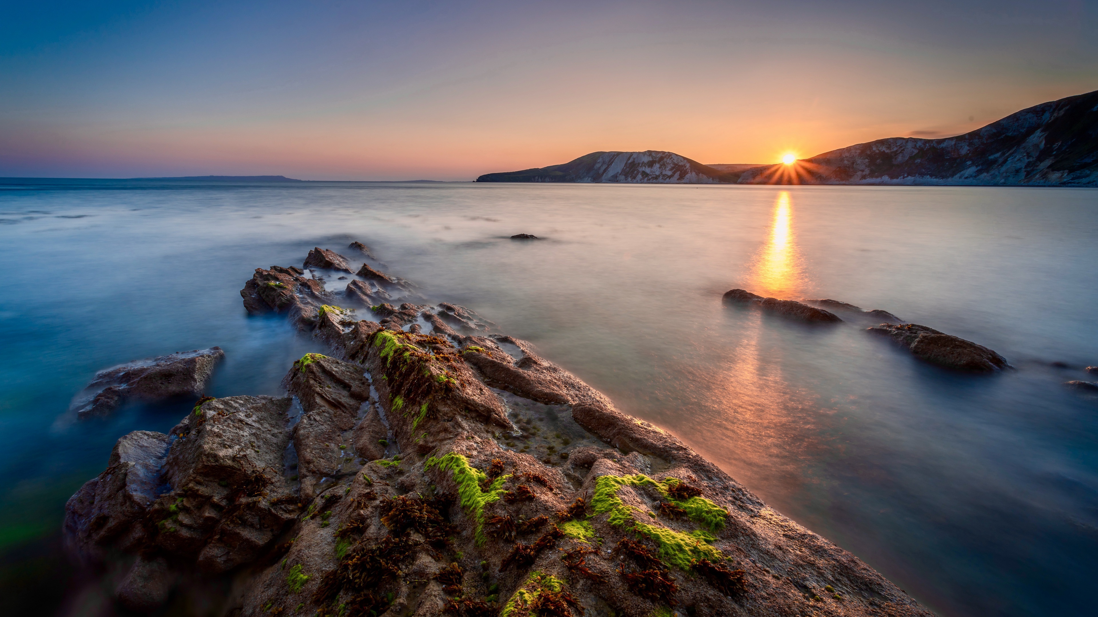 免费照片英国海岸的夕阳