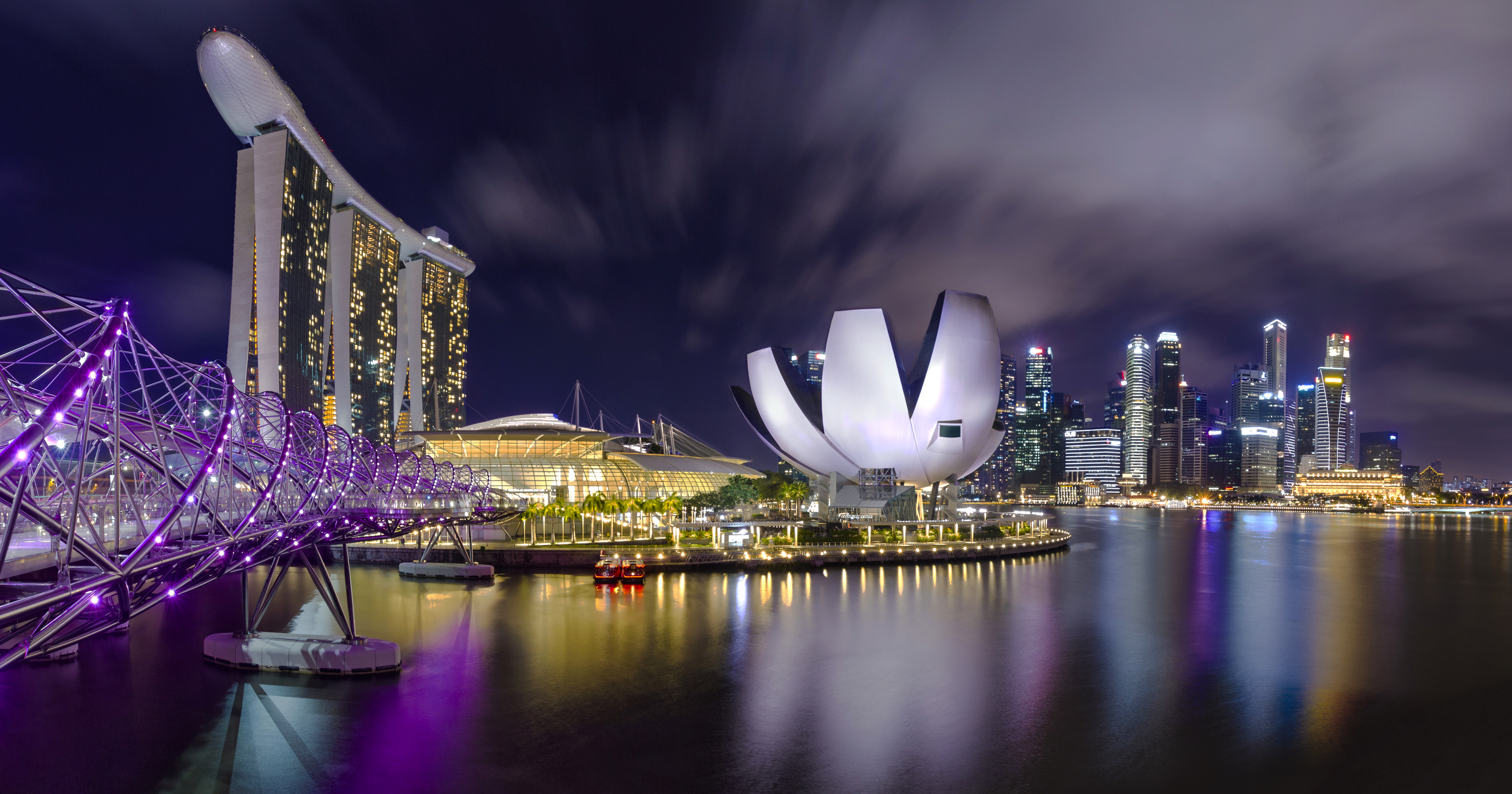 Wallpapers Singapore panorama night city on the desktop