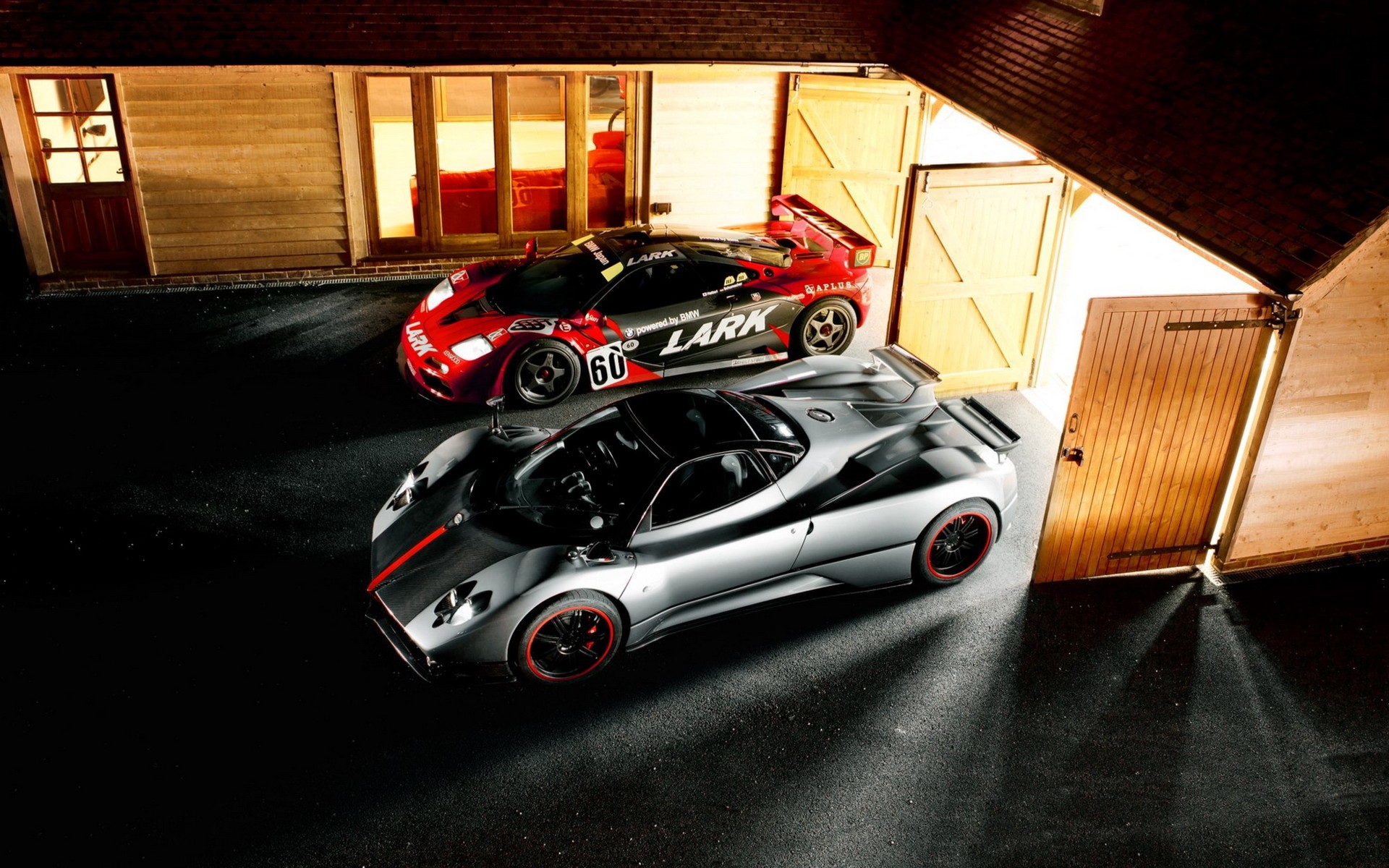 Free photo The Pagani Zonda sits in a big garage.