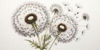 Пушистые одуванчики на минималистичном фоне - изящная графика.