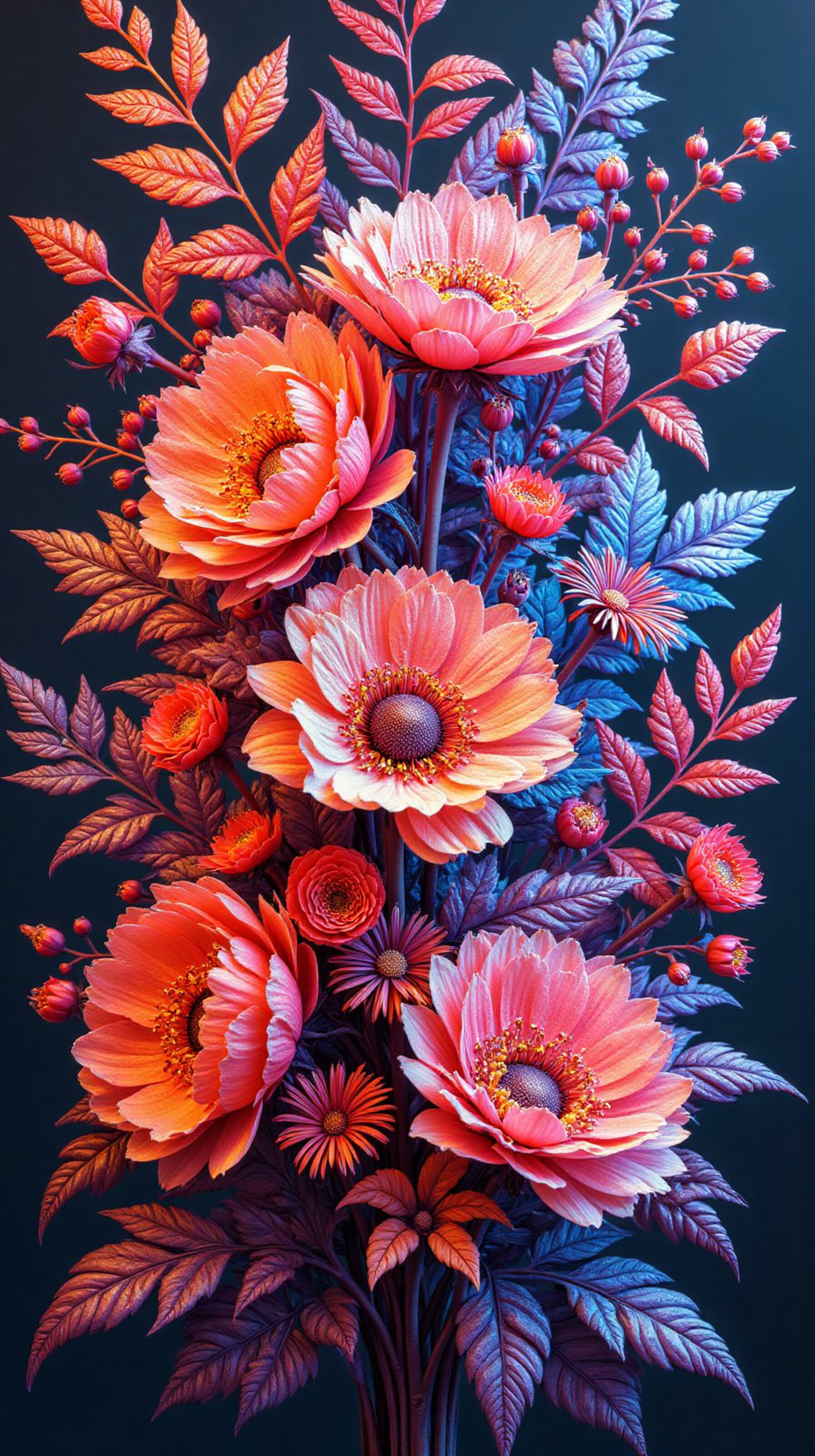 Картина цветов на темном фоне