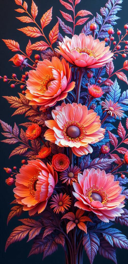 Бесплатное фото Картина цветов на темном фоне