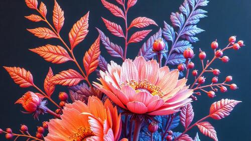 Бесплатное фото Картина цветов на темном фоне