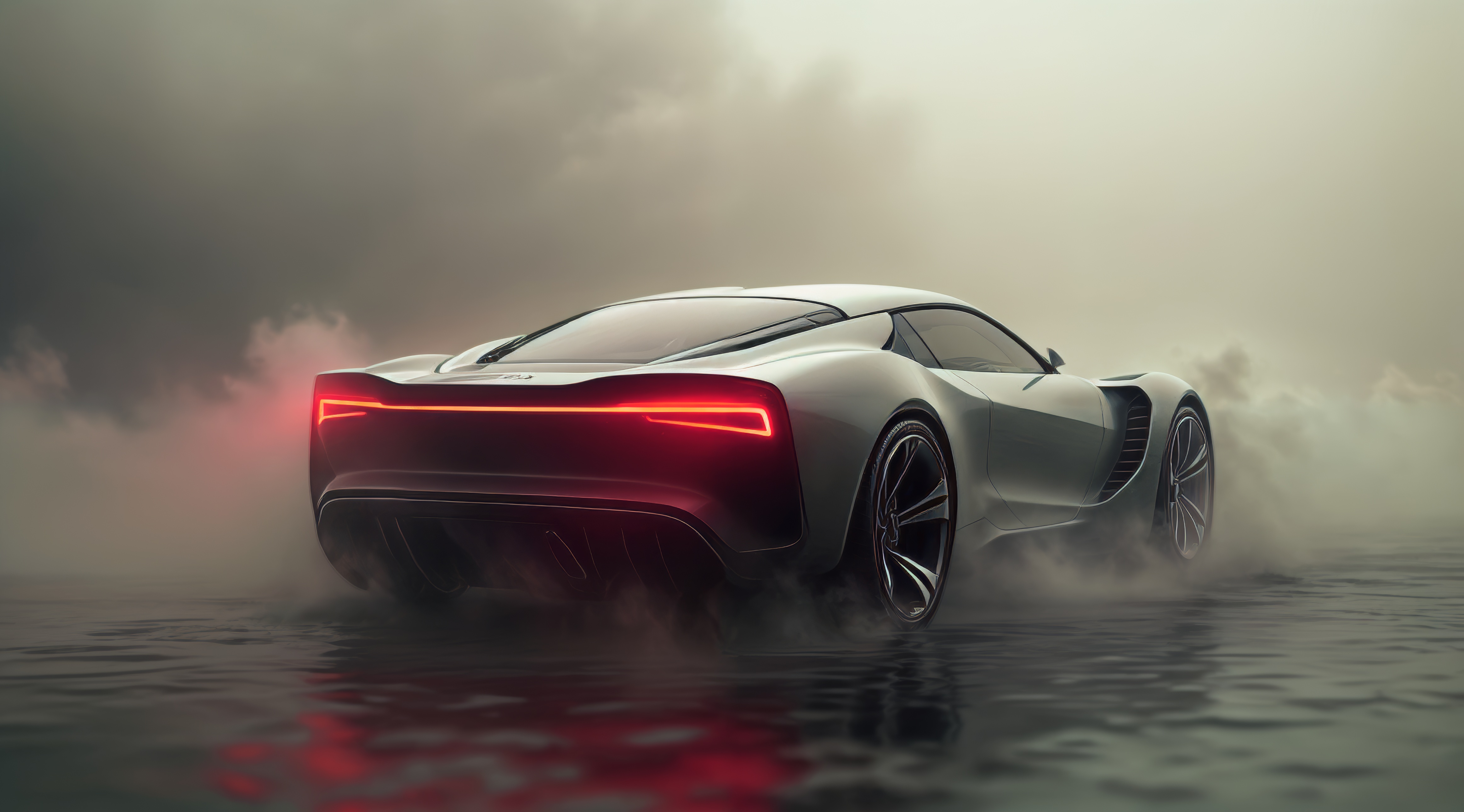 Бесплатное фото Художественное изображение автомобиля в тумане