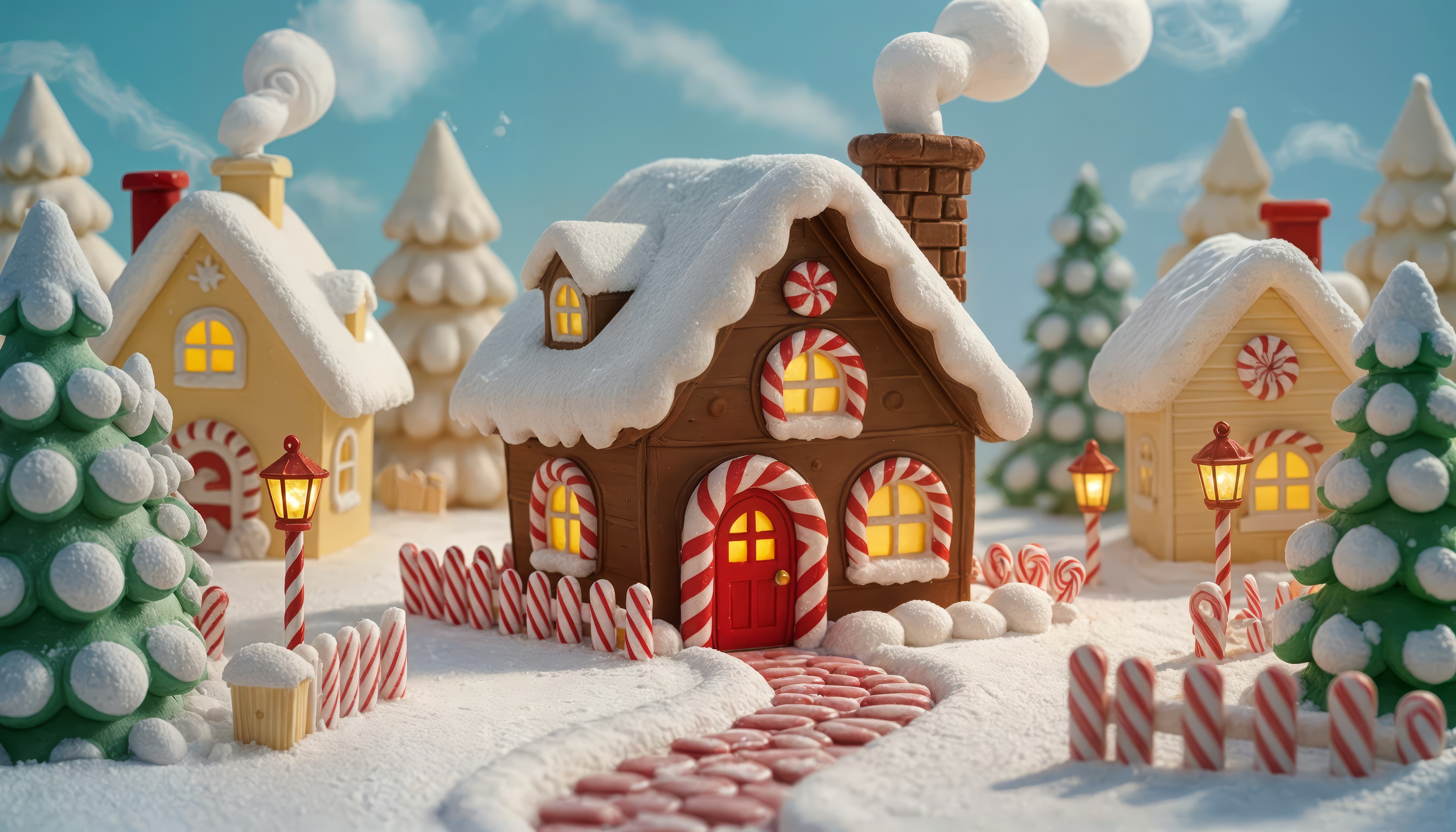 This is a 3d candy christmas scene