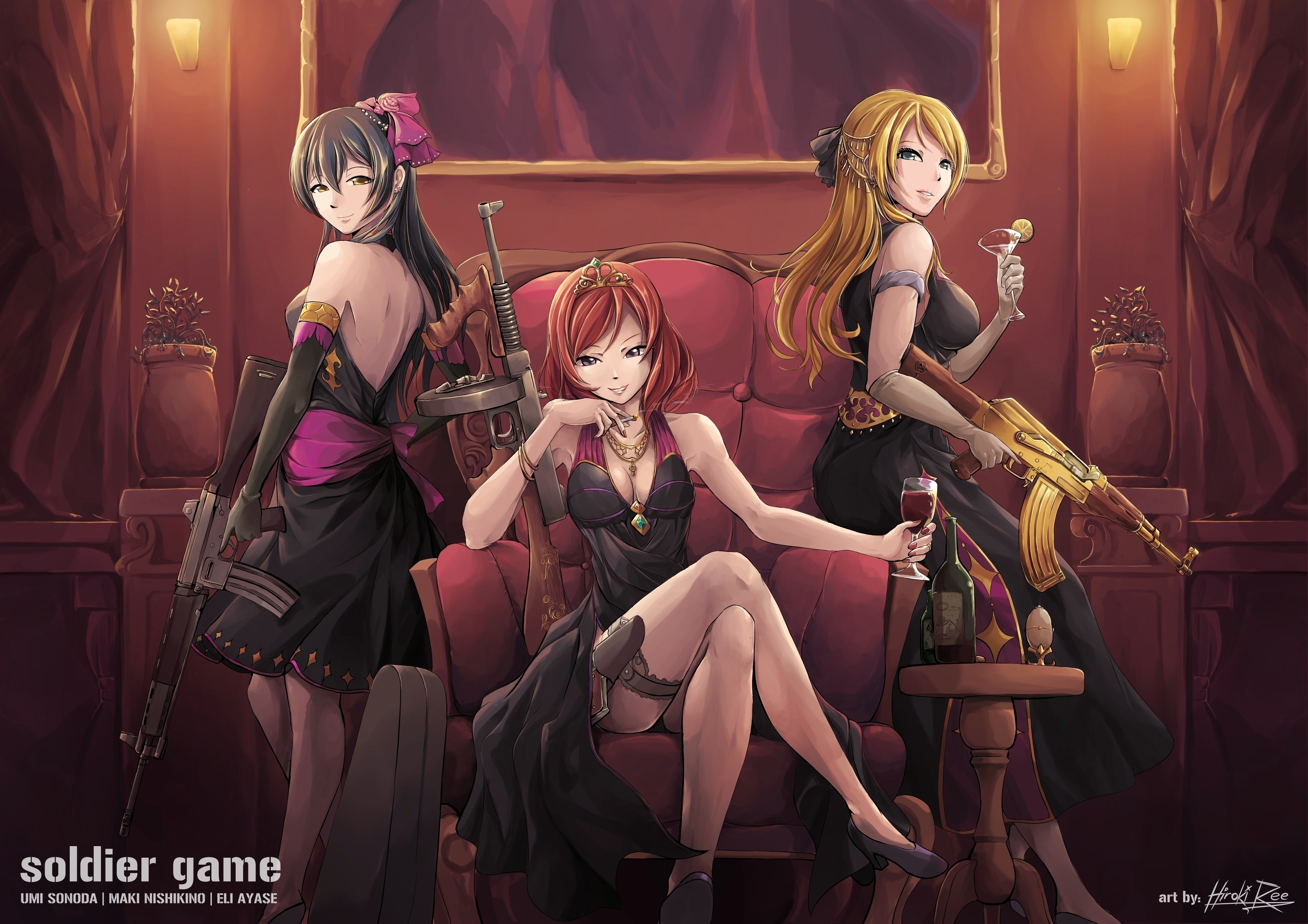 Wallpapers gun redhead blonde on the desktop