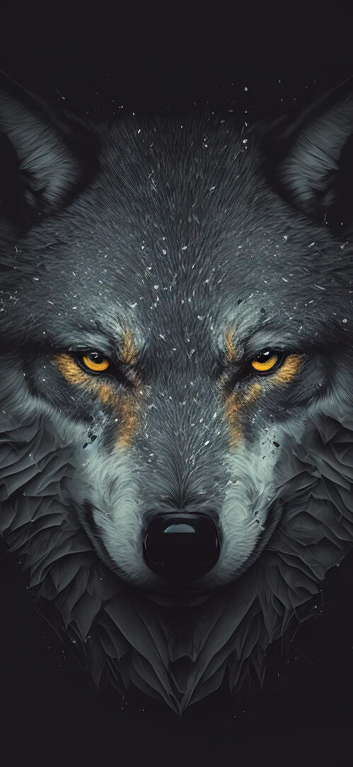 Бесплатное фото Рисунок серого волка на темном фоне