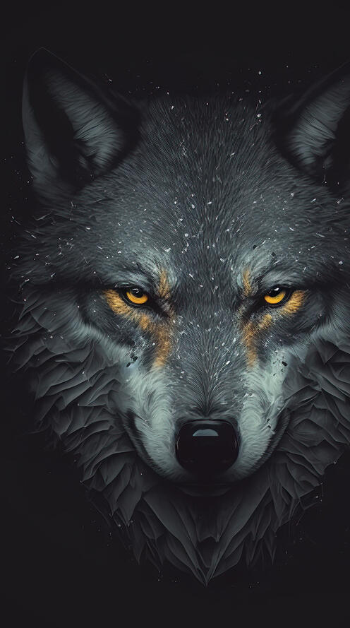 Бесплатное фото Рисунок серого волка на темном фоне