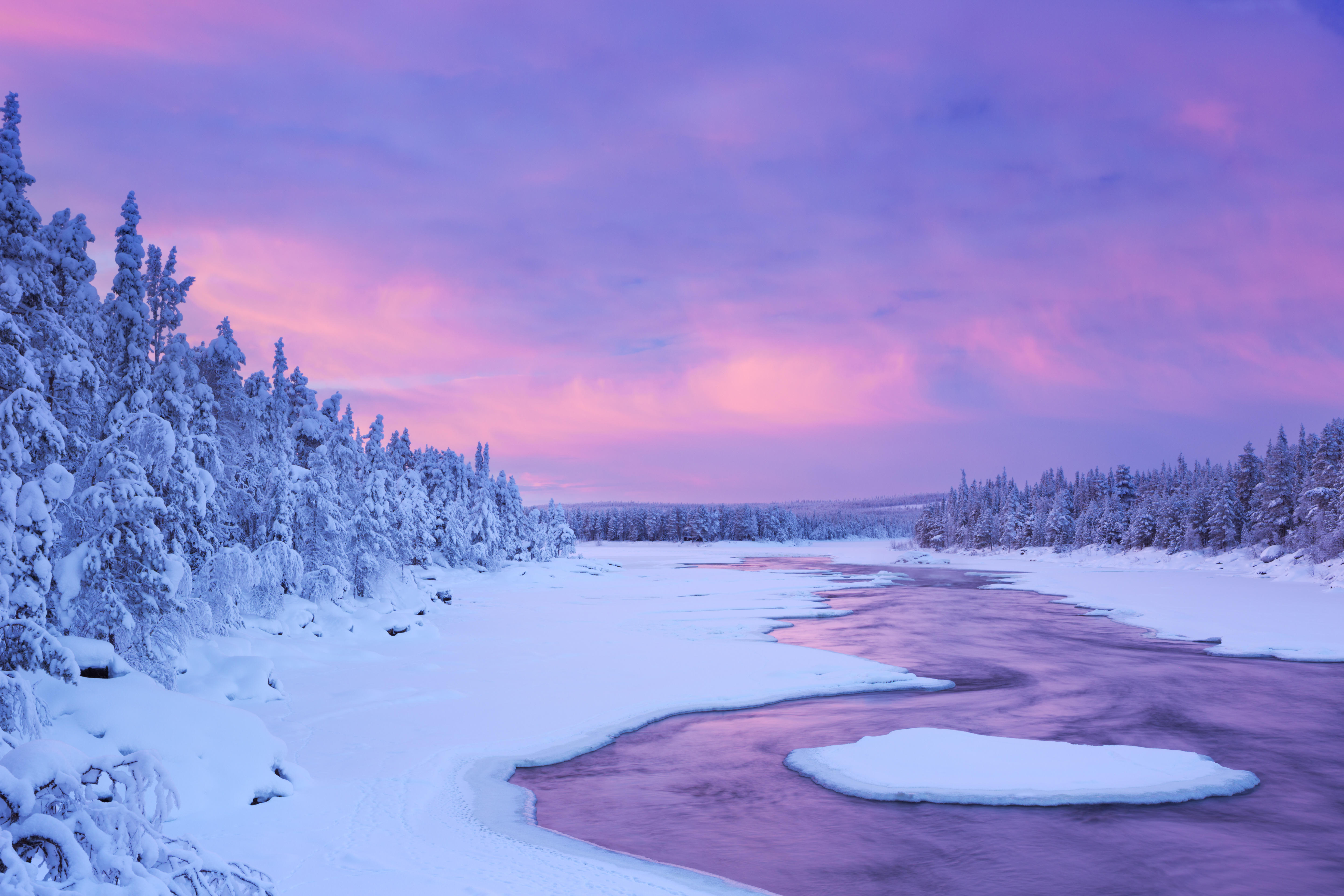 Wallpapers river snowdrifts winter on the desktop