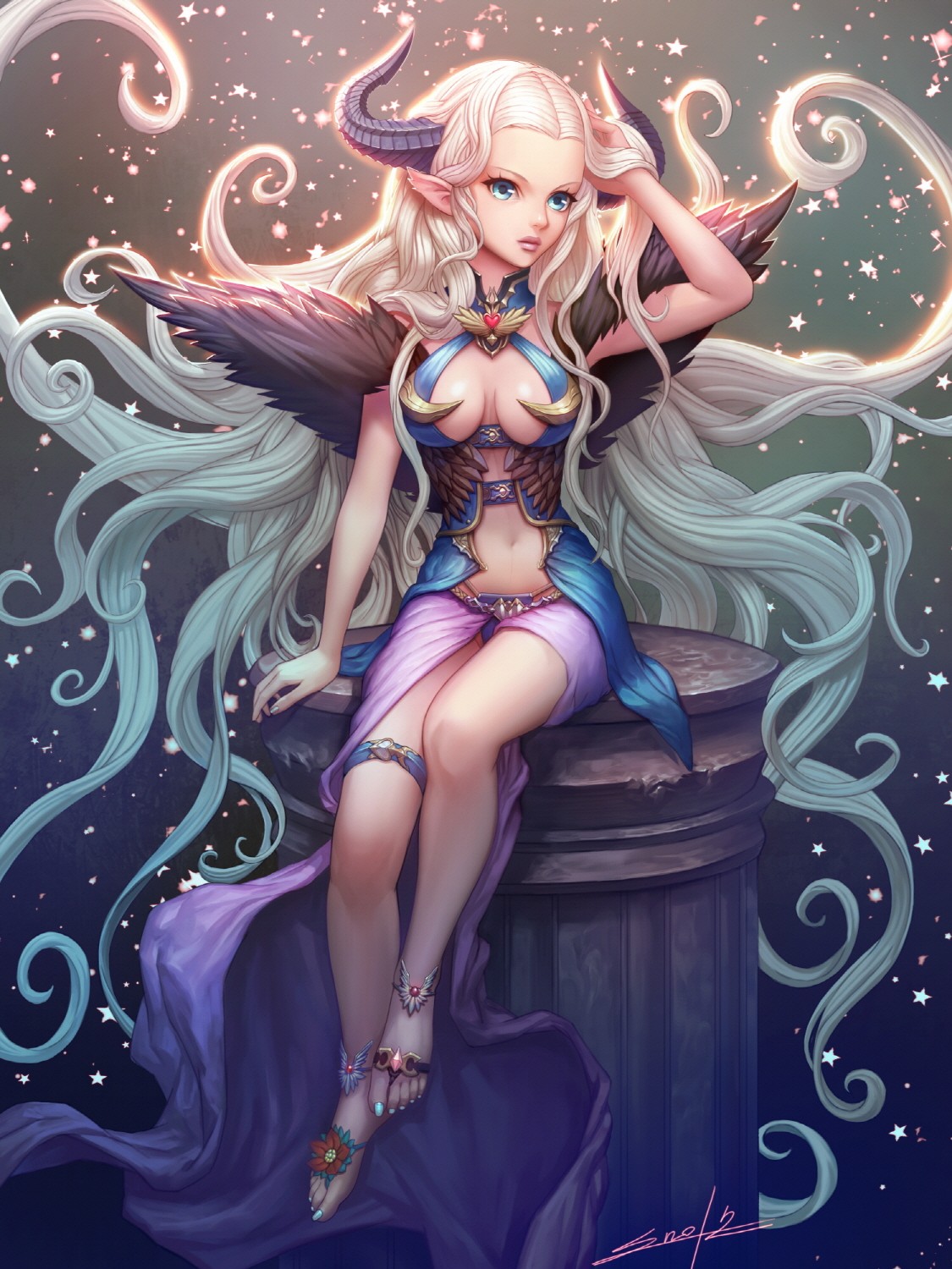 Wallpapers illustration long hair an anime on the desktop