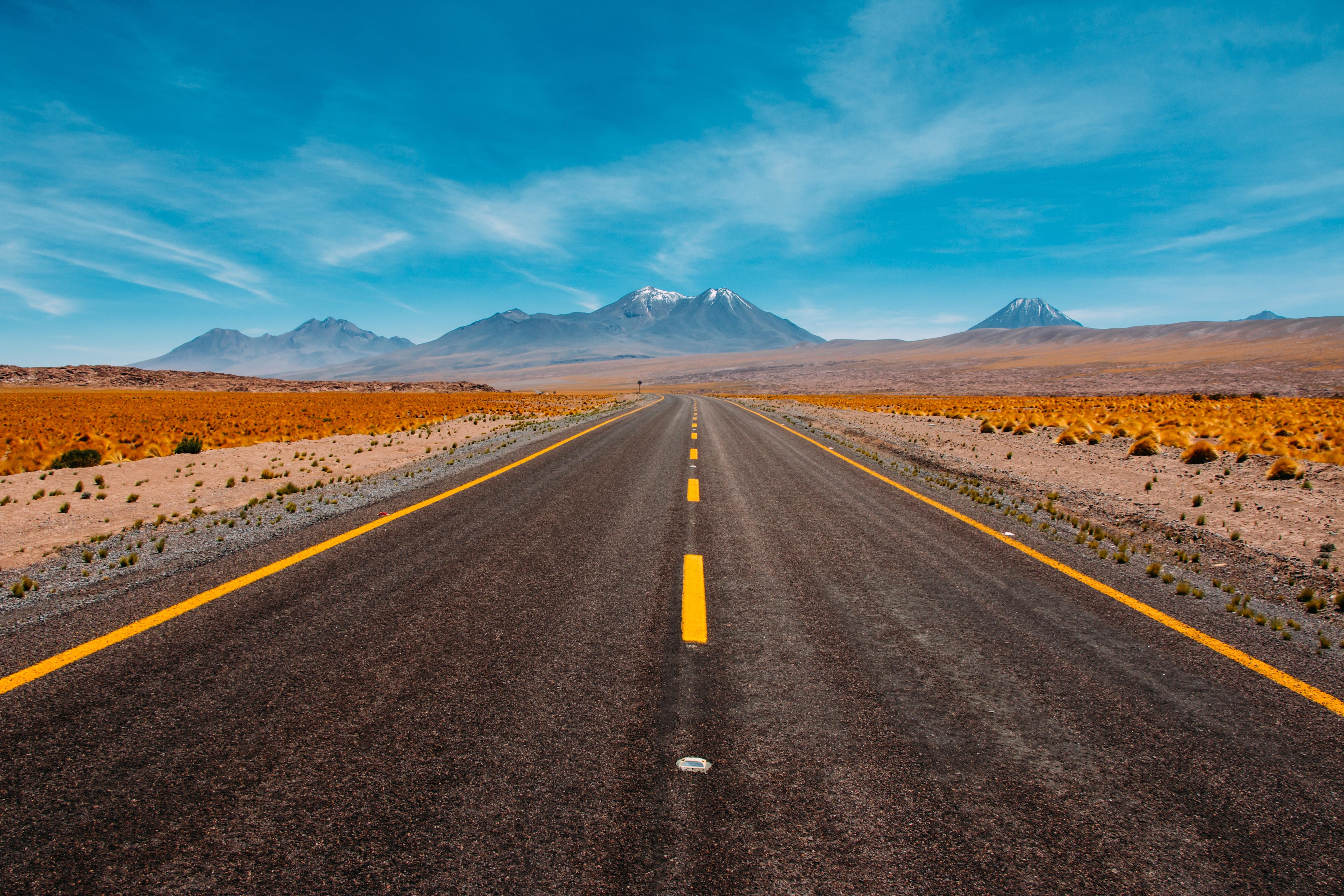 Wallpapers long road sky field on the desktop