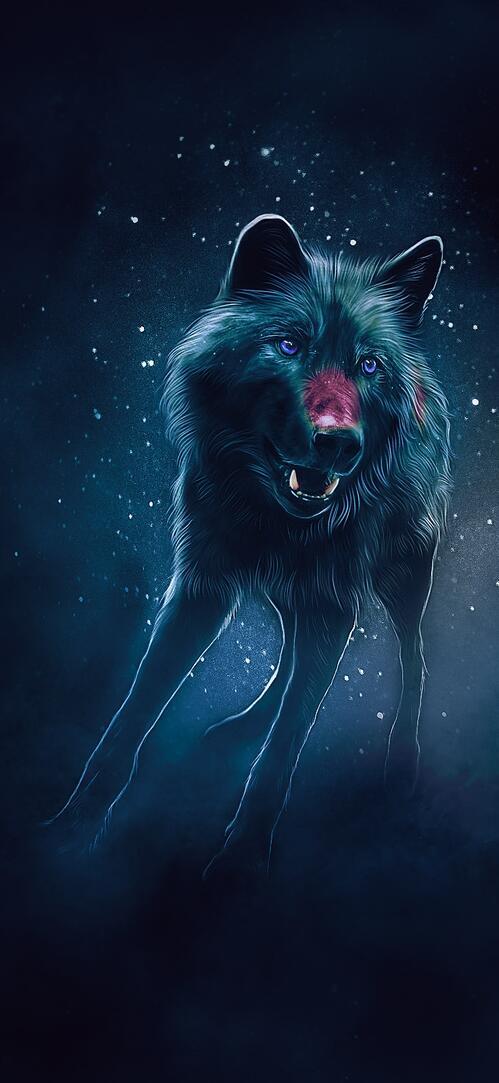 Обои искусство волк свечение на рабочий стол