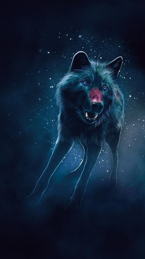 Обои искусство волк свечение на рабочий стол