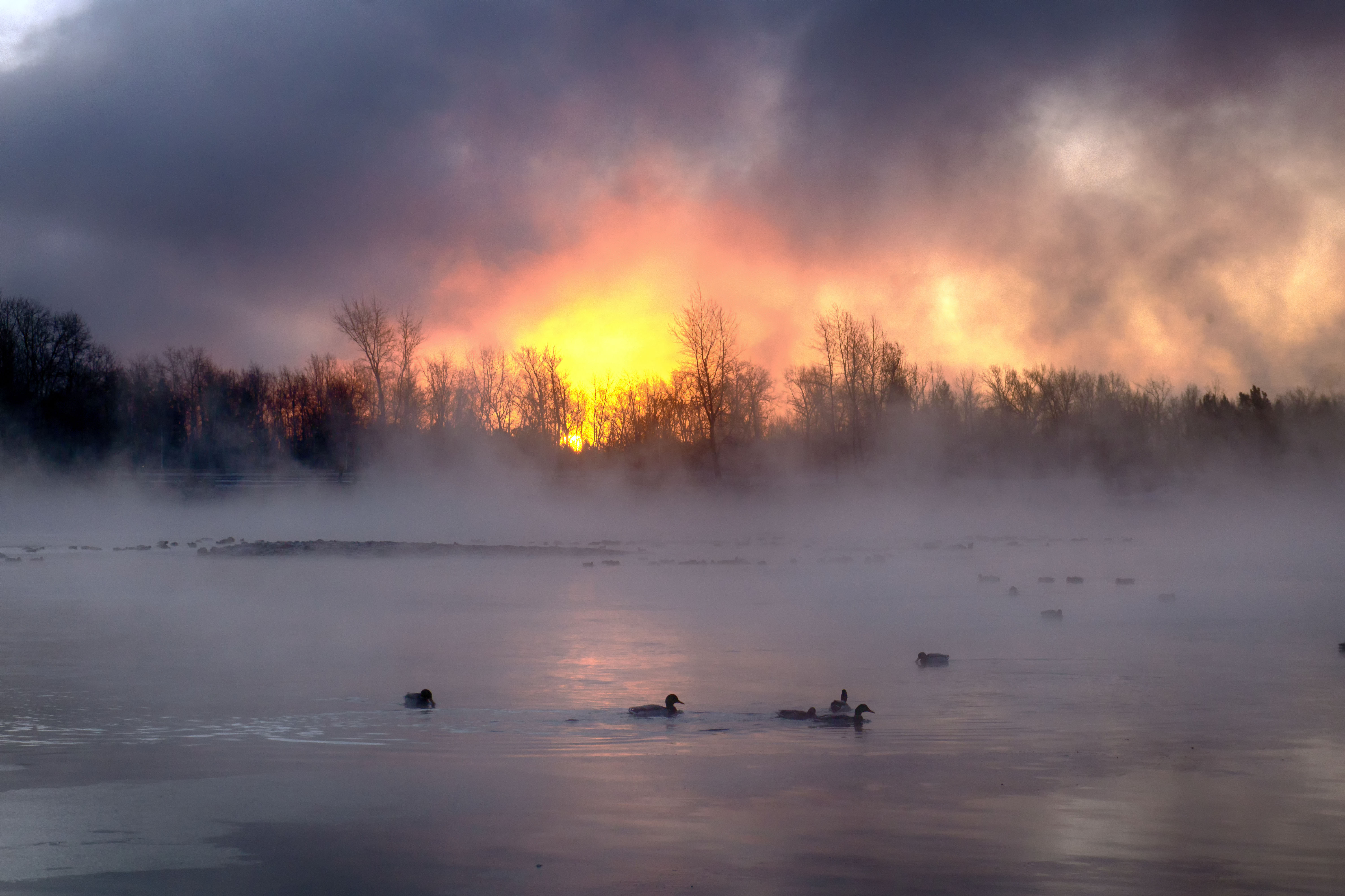 Frosty morning over the Yenisei River