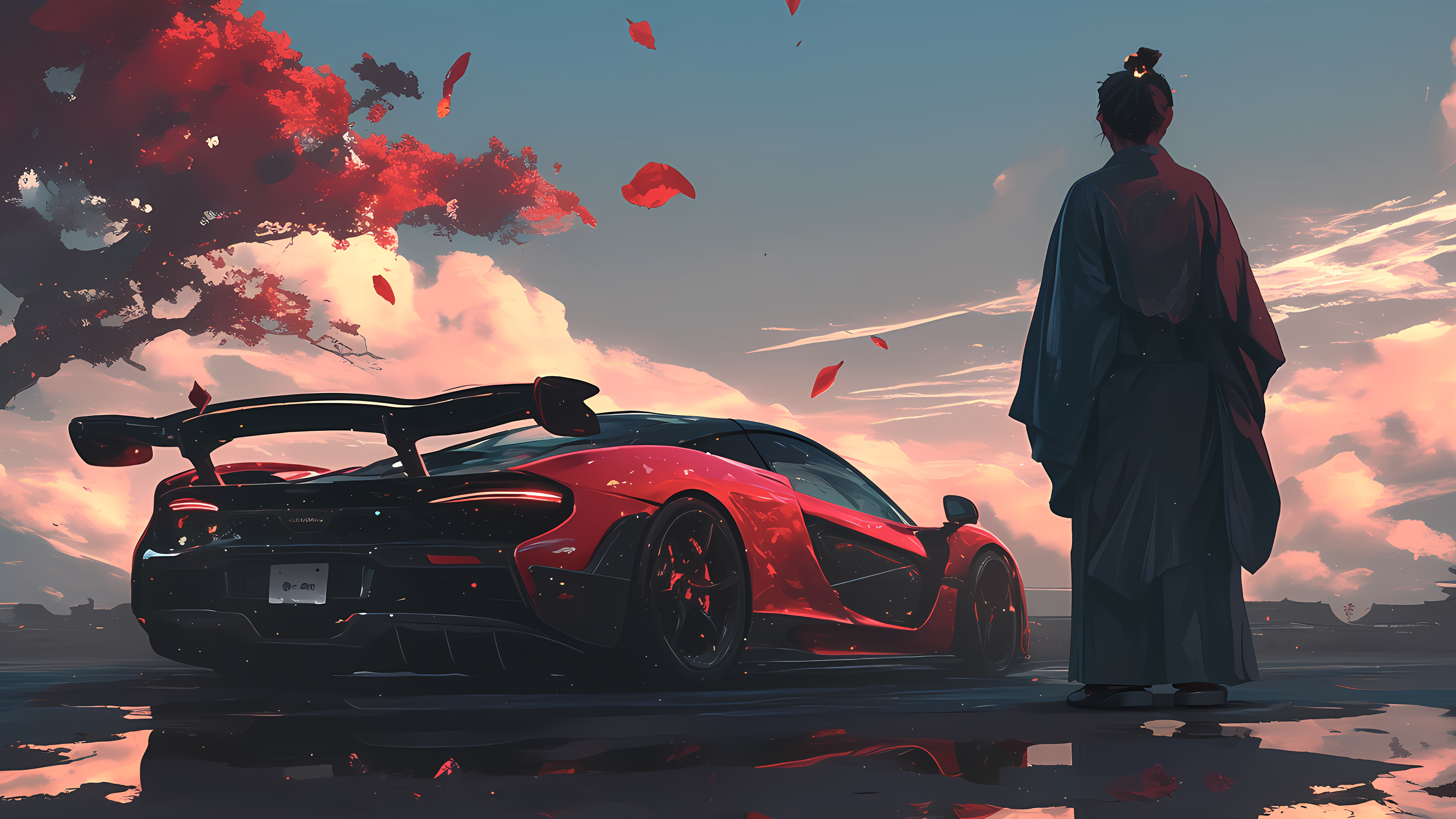 Спорт кар и японский пейзаж