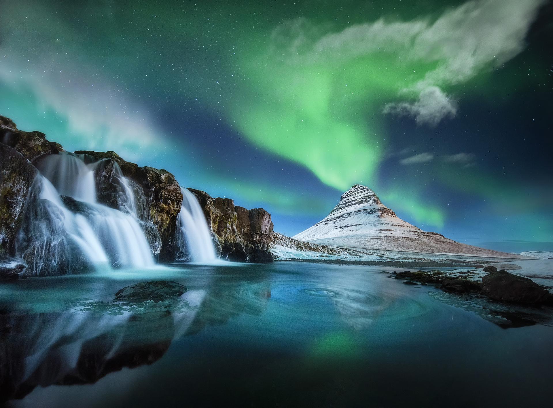 Wallpapers Iceland the Peninsula of sn fellsnes Kirkjufellsfoss on the desktop