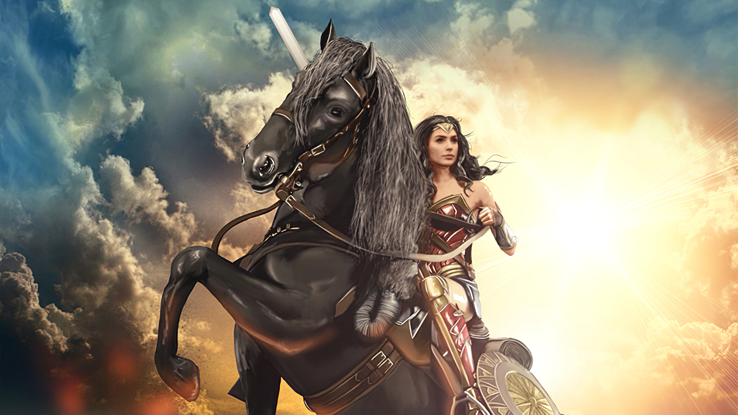 Wallpapers Wonder woman steed horse on the desktop