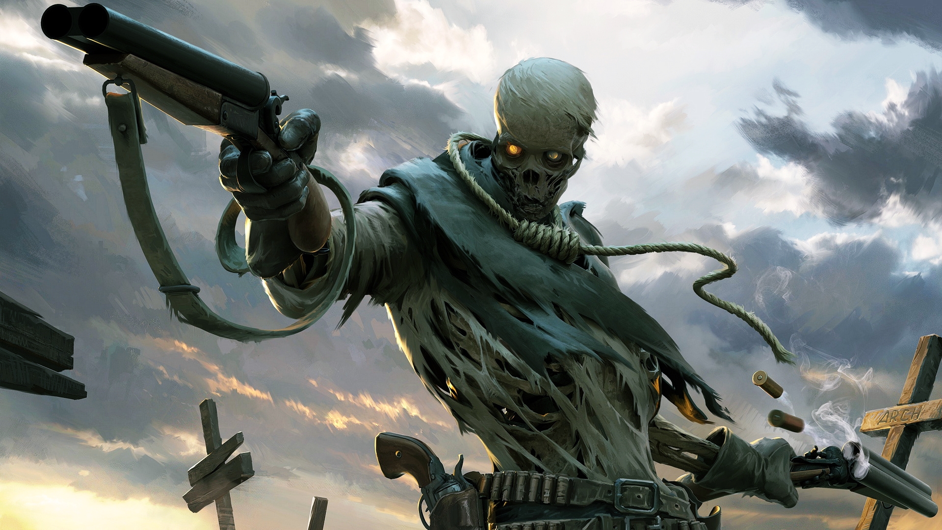 Wallpapers skeleton dead man shoots on the desktop