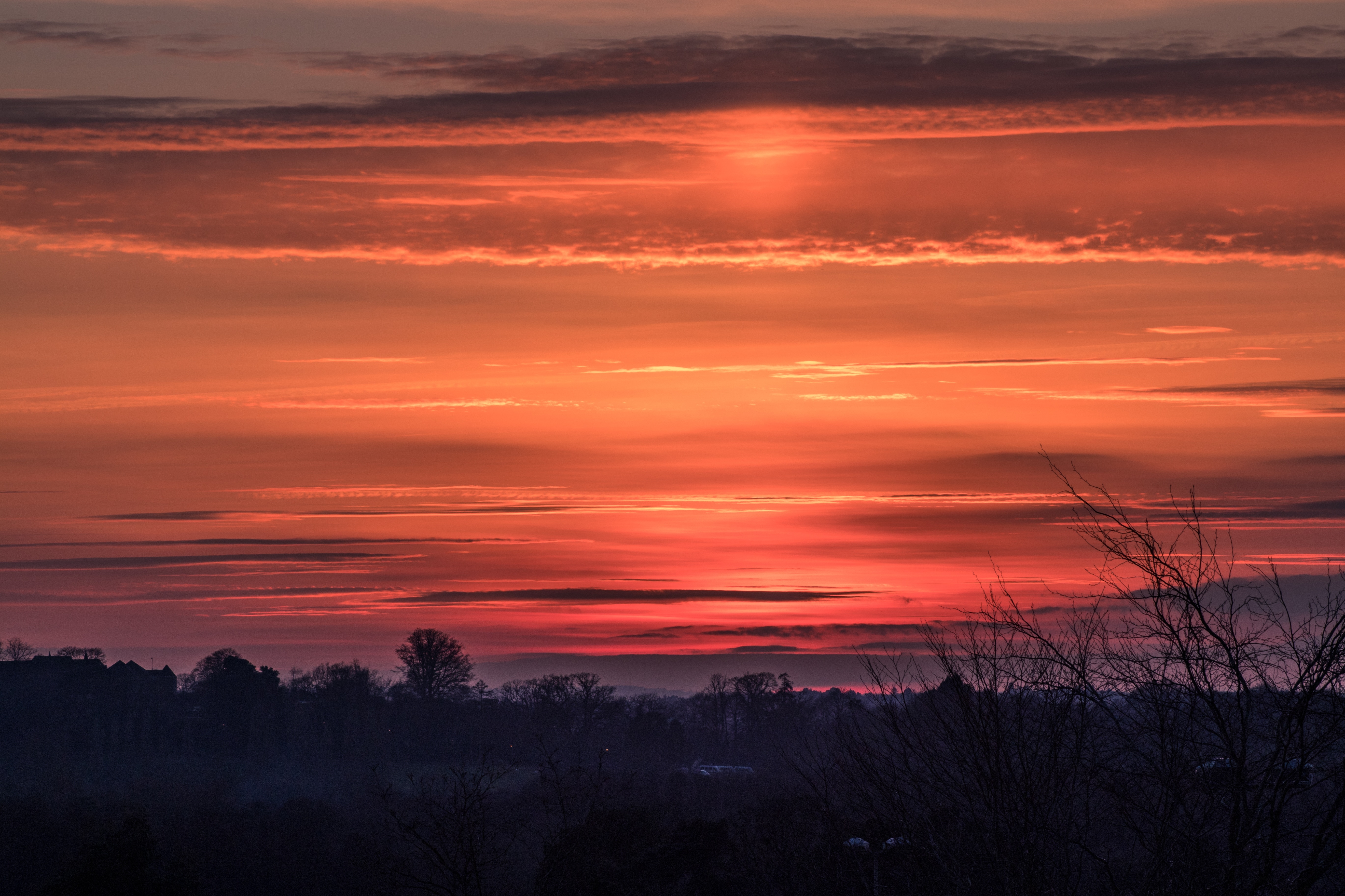 Обои закат небо горизонт на рабочий стол