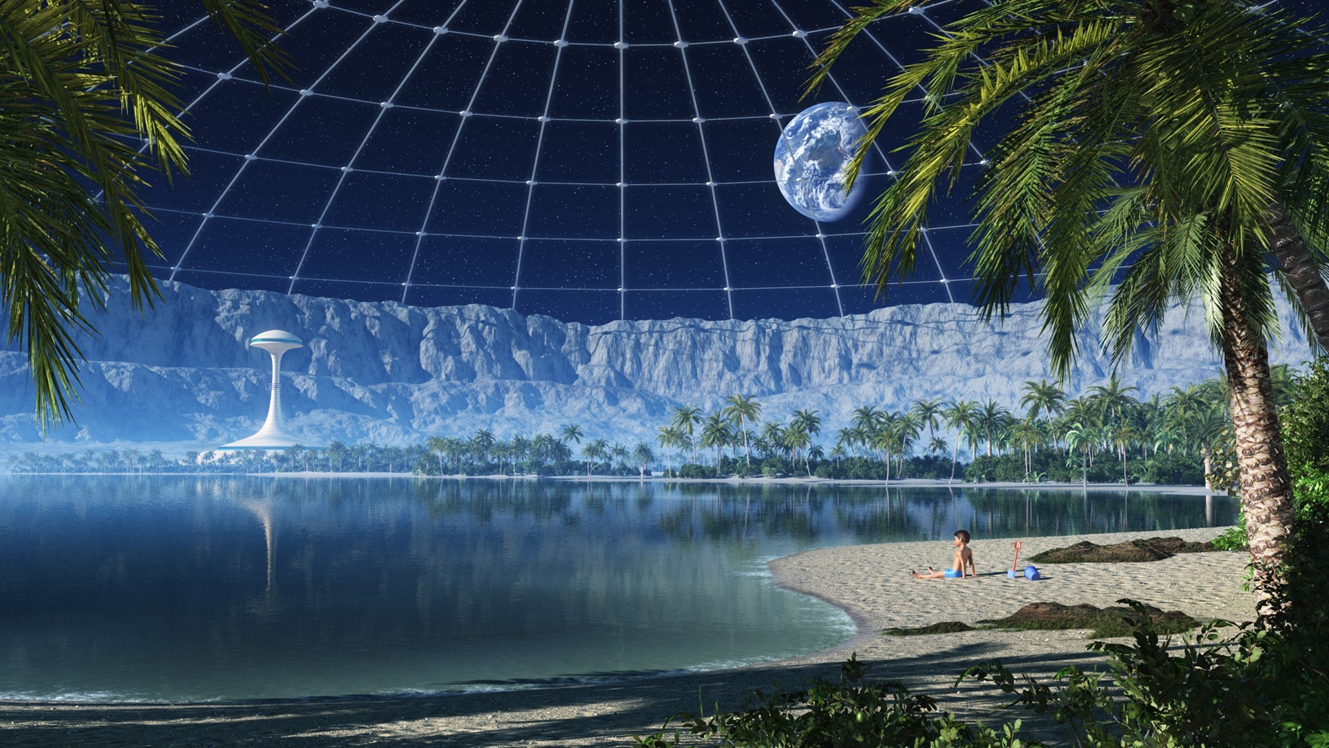 桌面上的壁纸海滩 数字艺术 地球