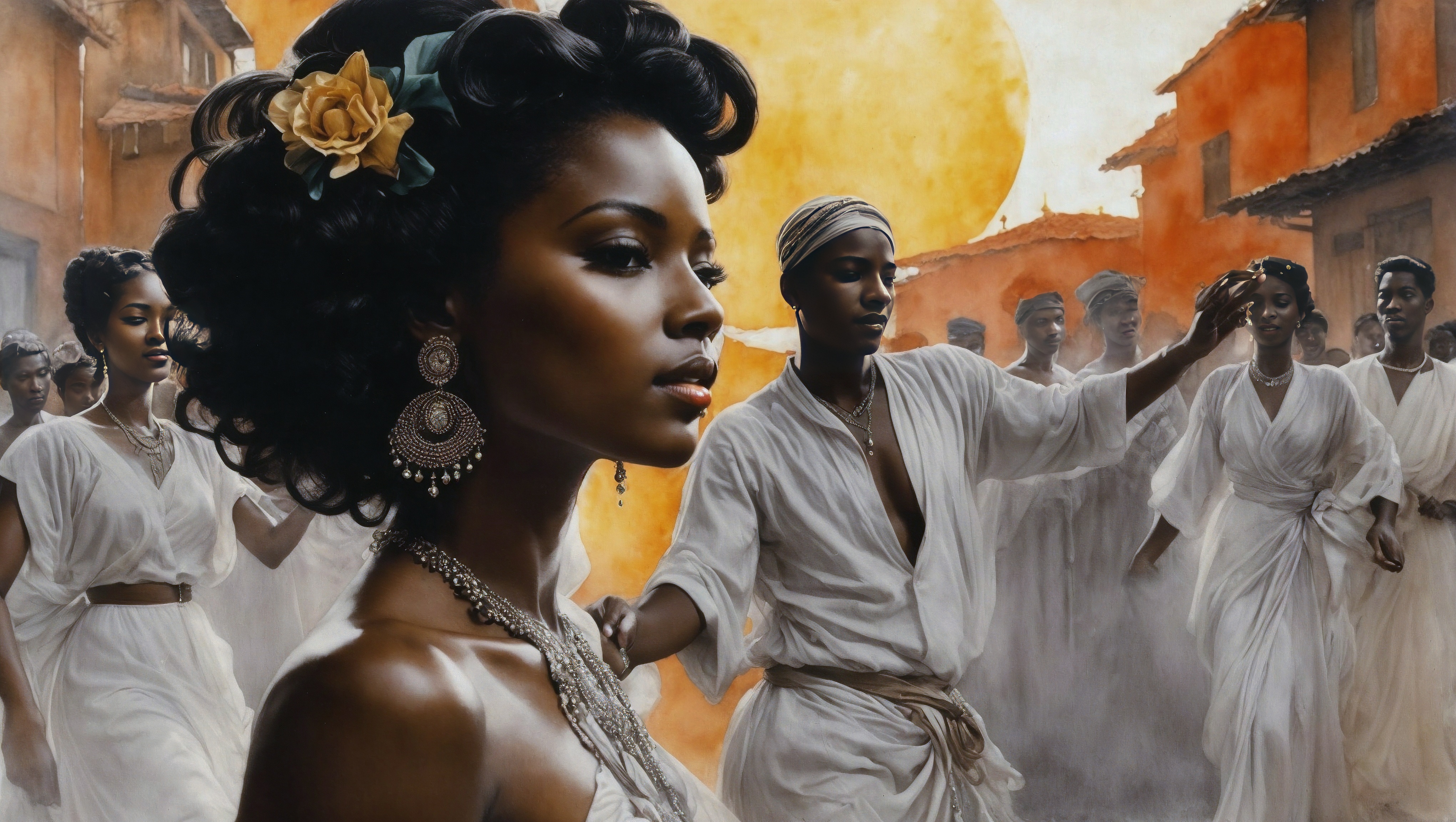 Бесплатное фото Иллюстрация, изображающая женщину в свадебной процессии