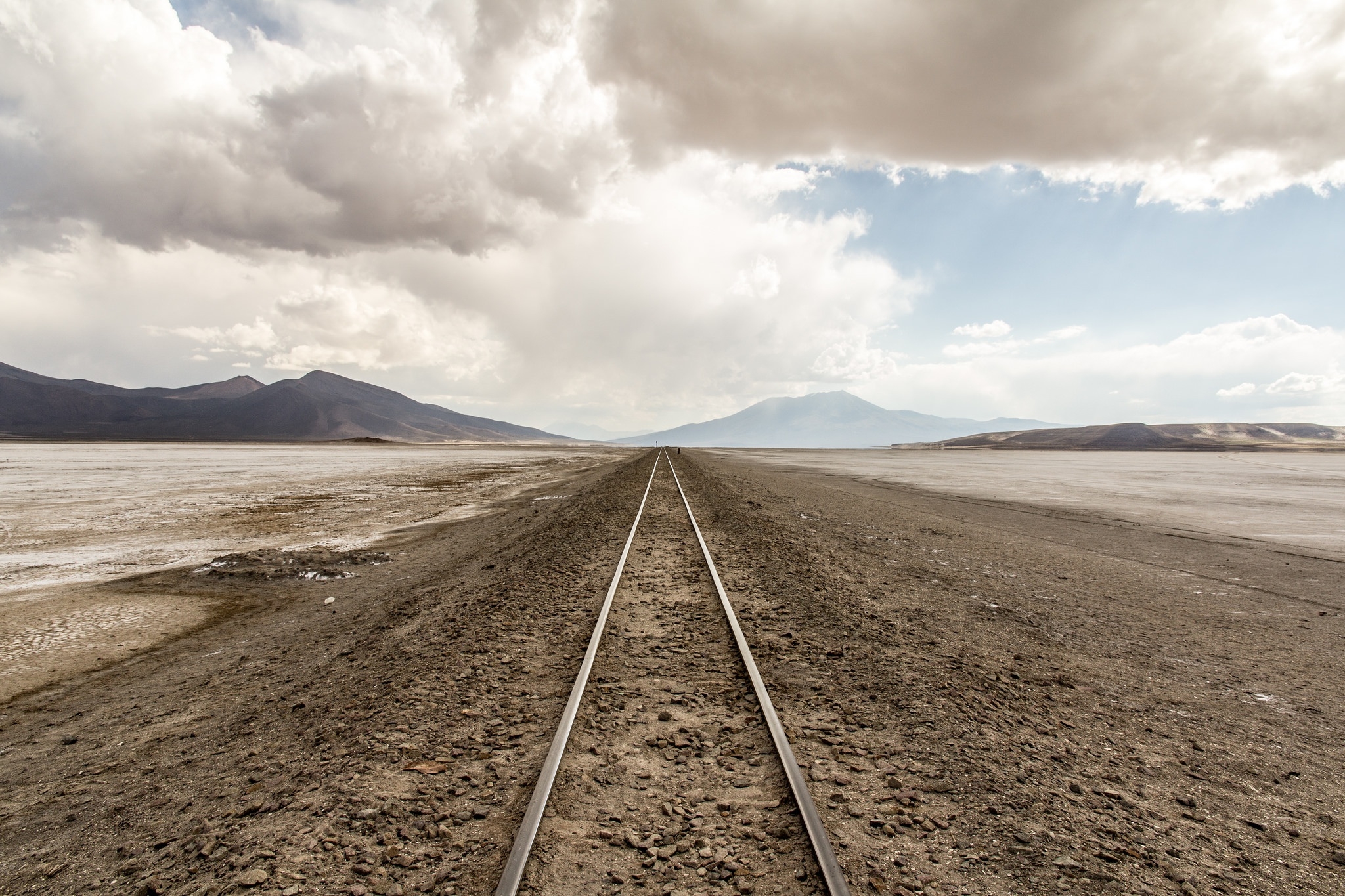 沙漠地区的一条铁路