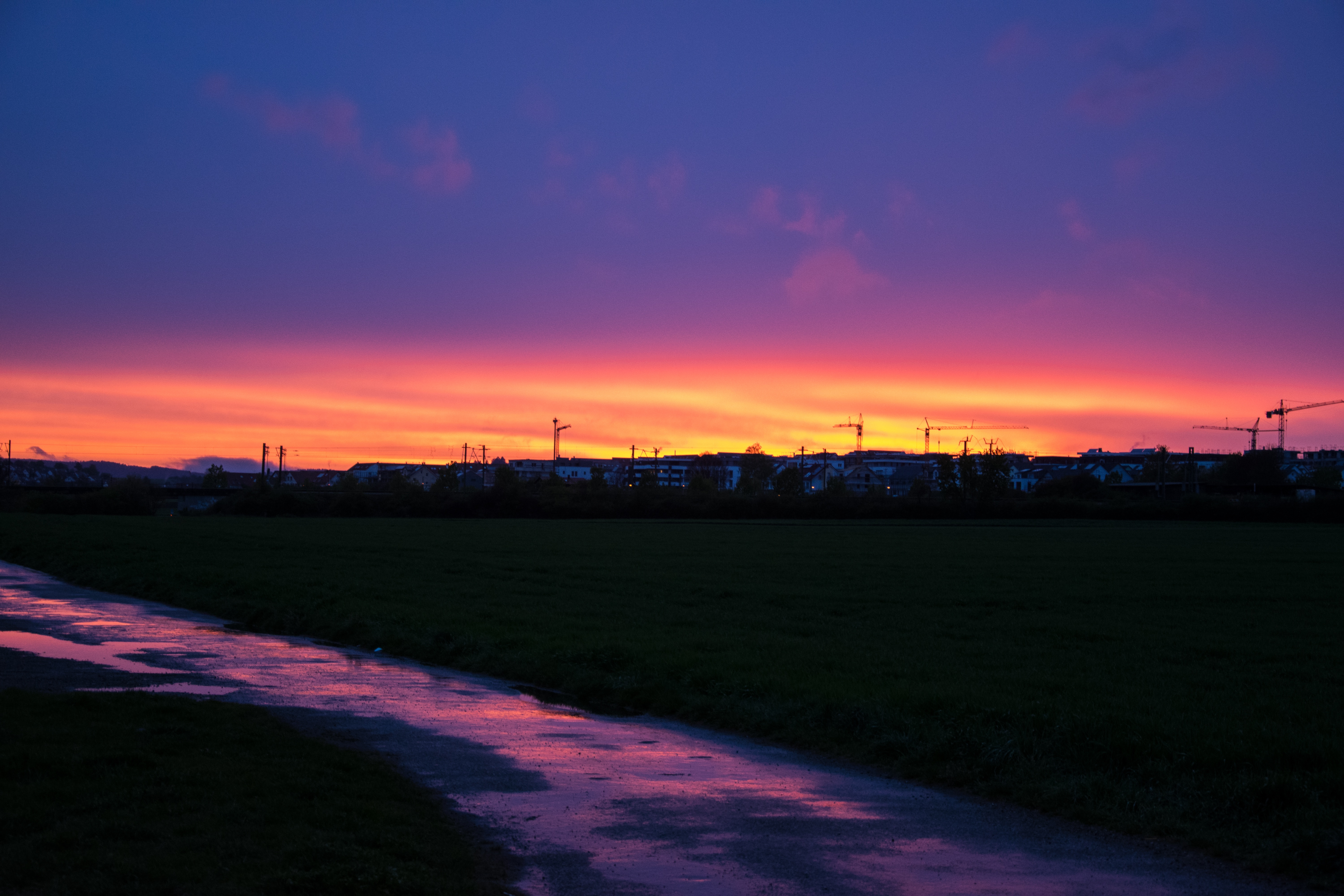 Wallpapers sunset trees building on the desktop