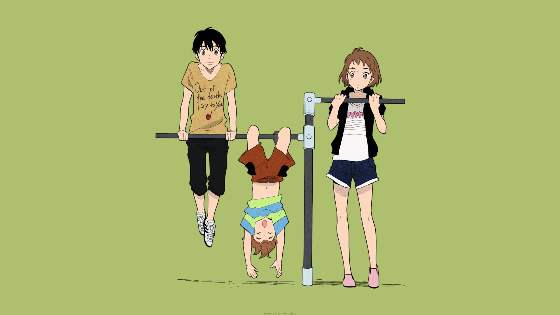 Wallpapers anime children friendship on the desktop