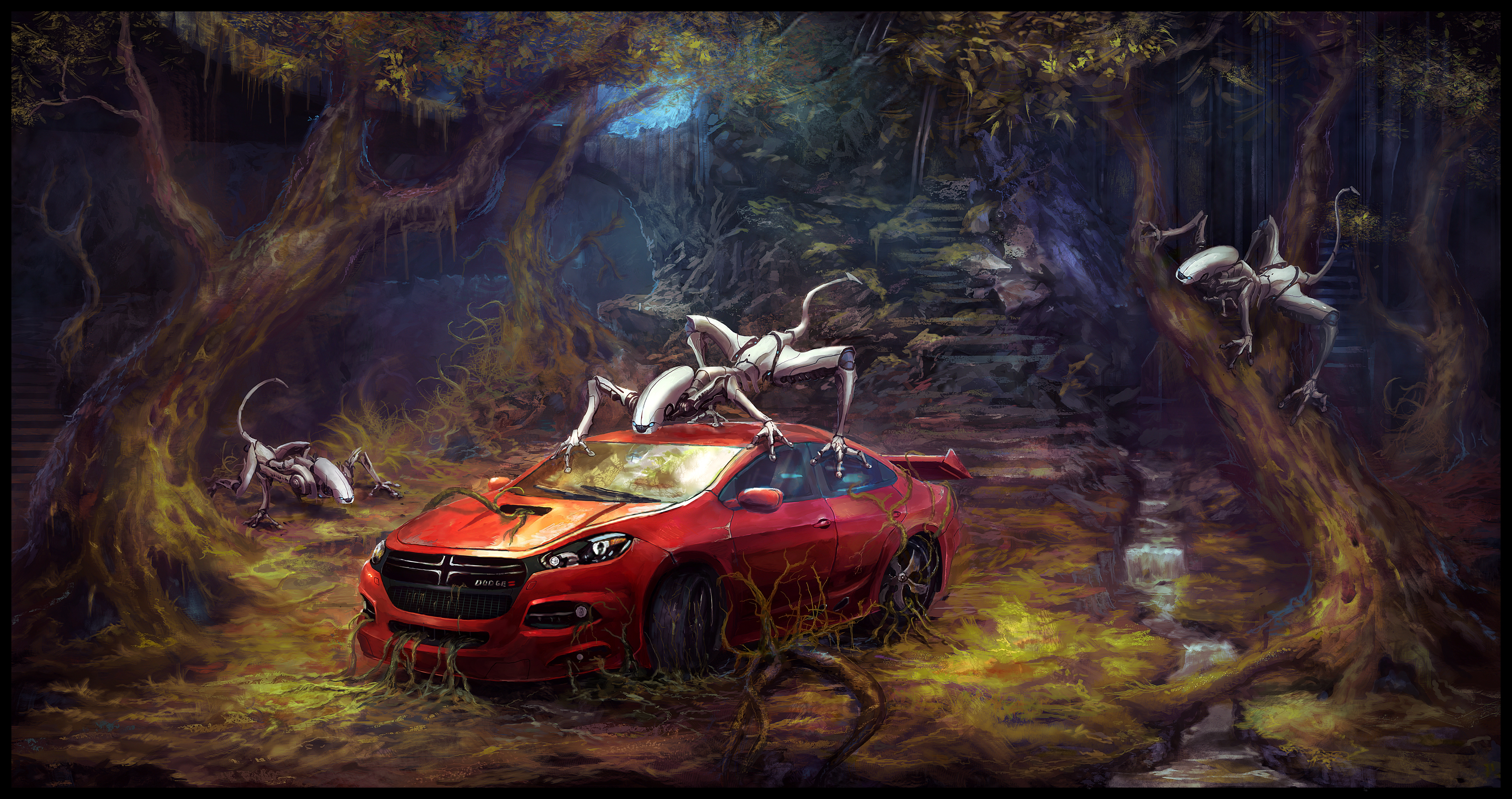 Wallpapers fantastic fantasy red car on the desktop