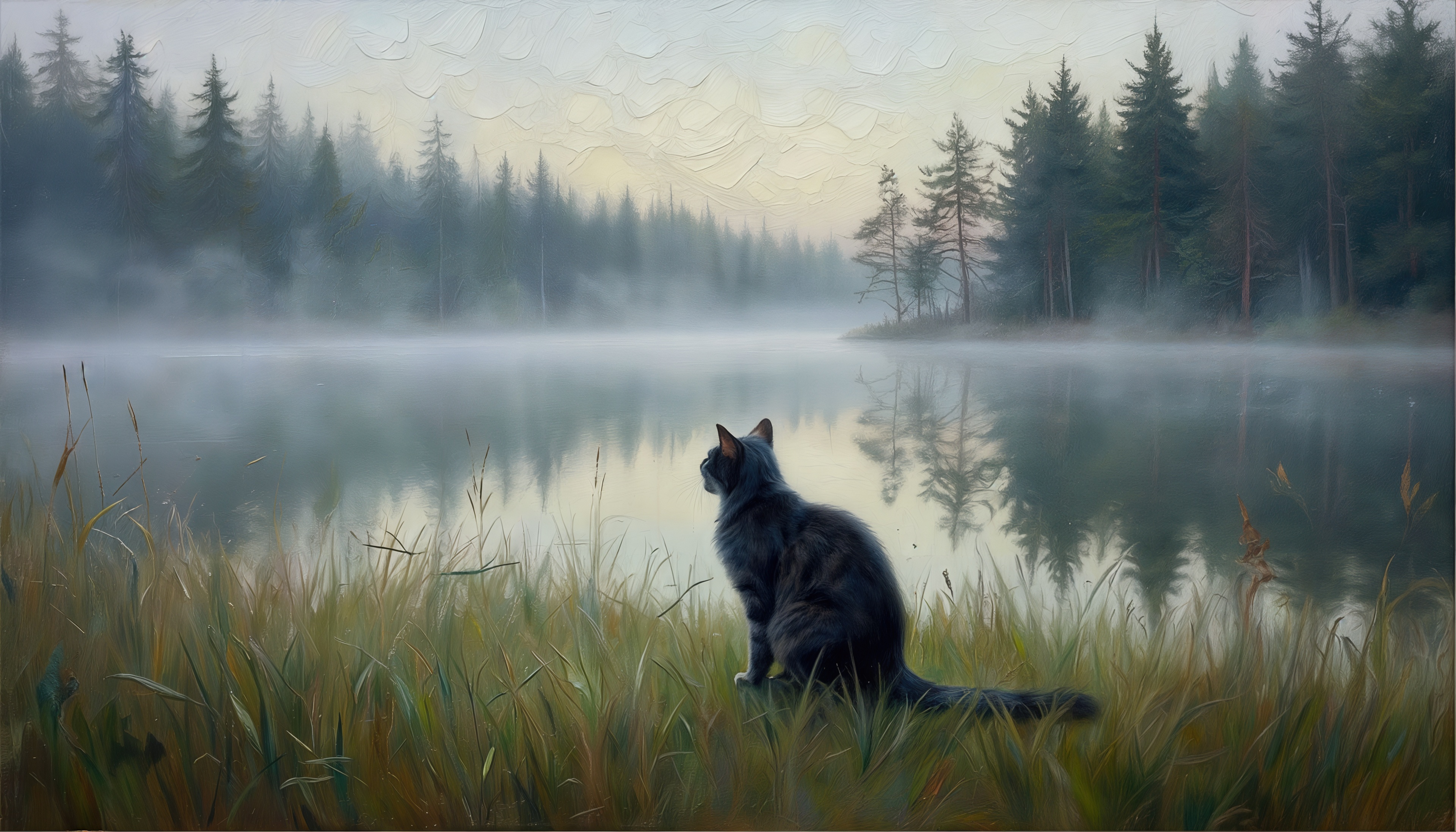 Wallpapers cat landscape nature on the desktop