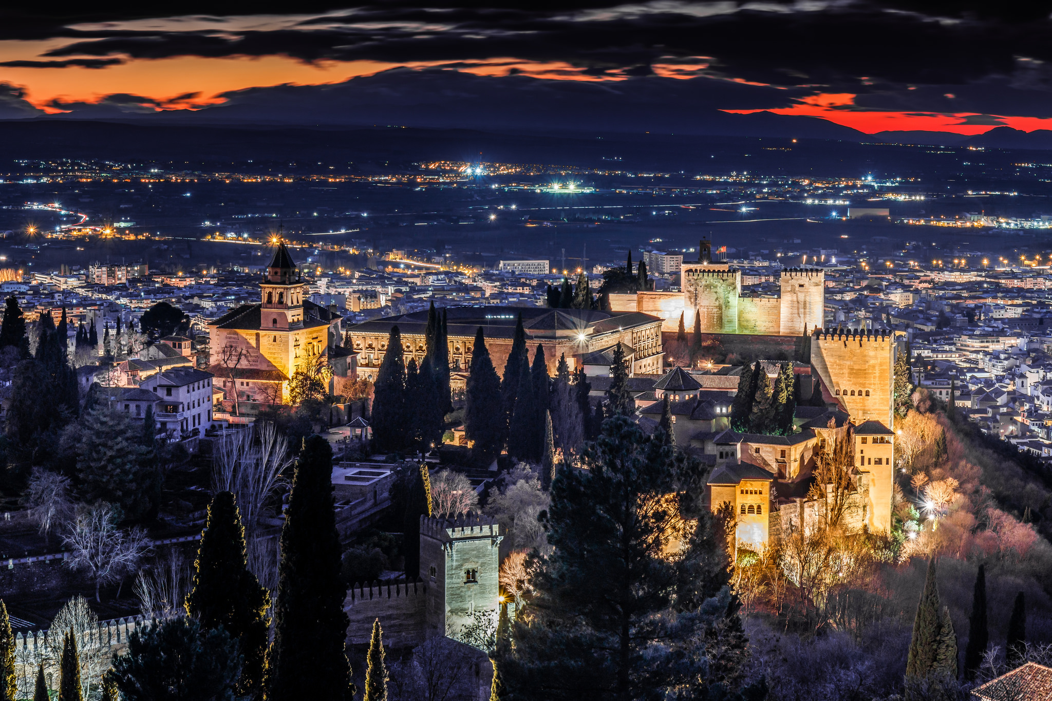 Wallpapers alhambra granada evening city on the desktop