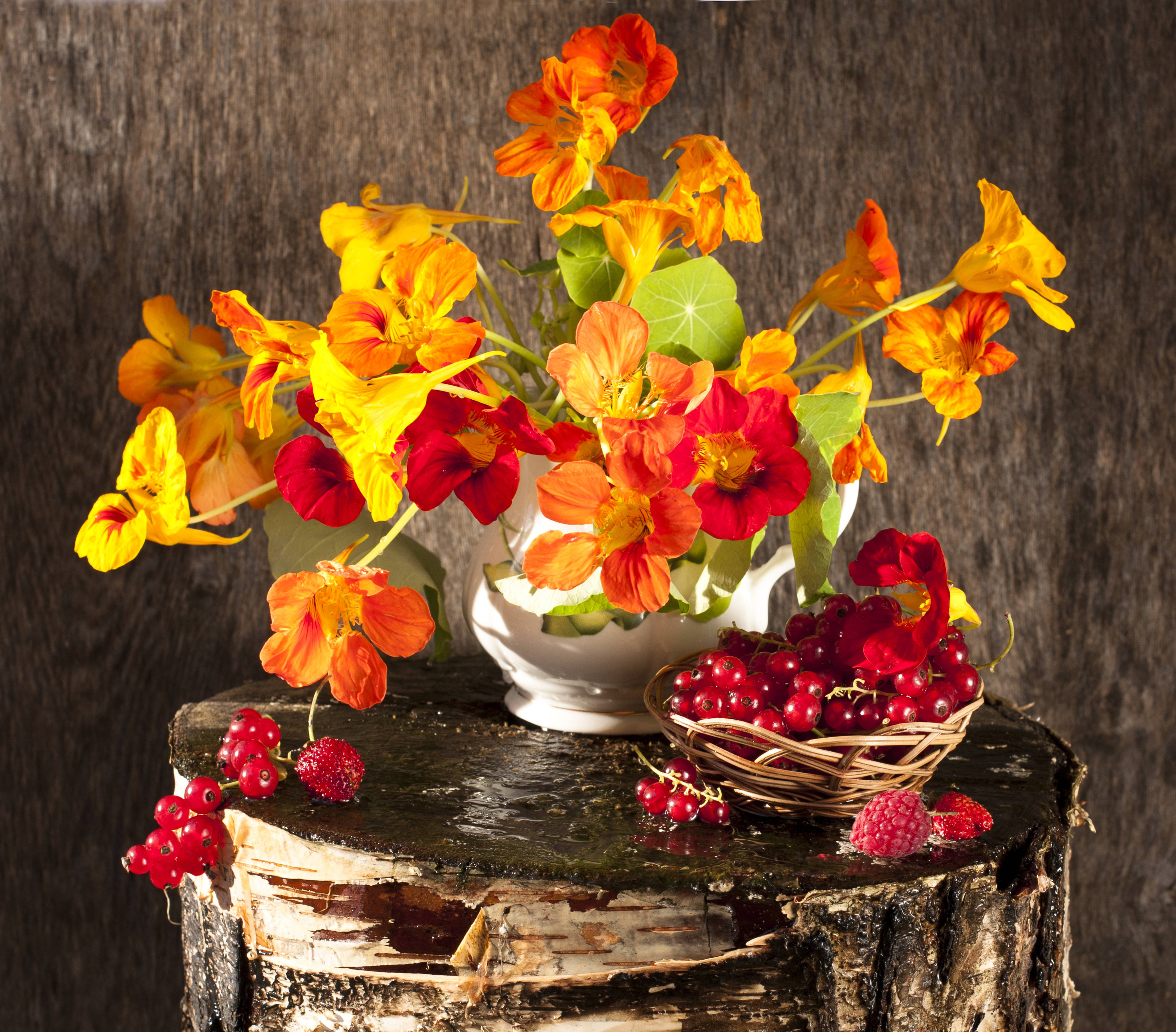 Wallpapers flowers vase berries on the desktop