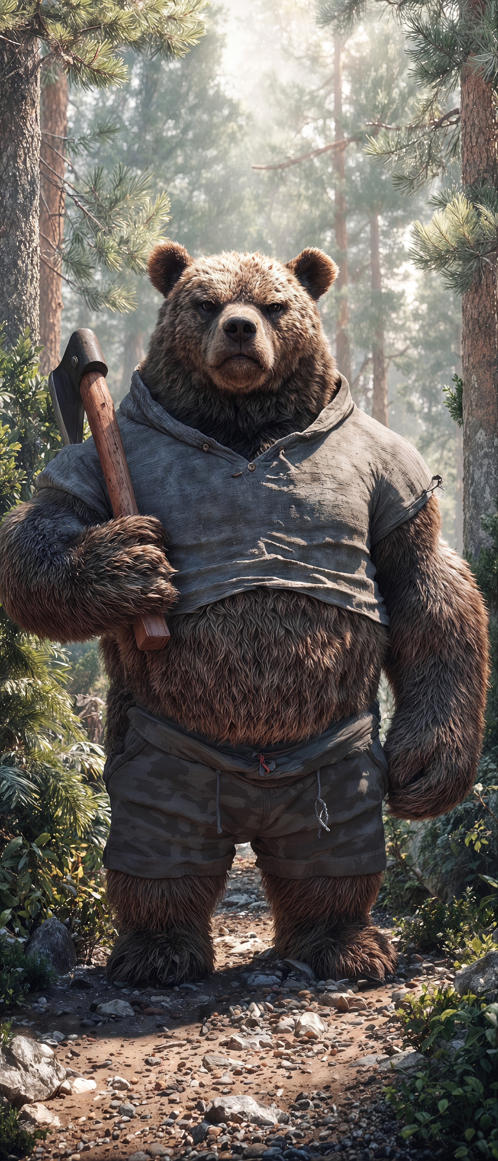 Wallpapers bear anthropomorphic character grizzly bear on the desktop