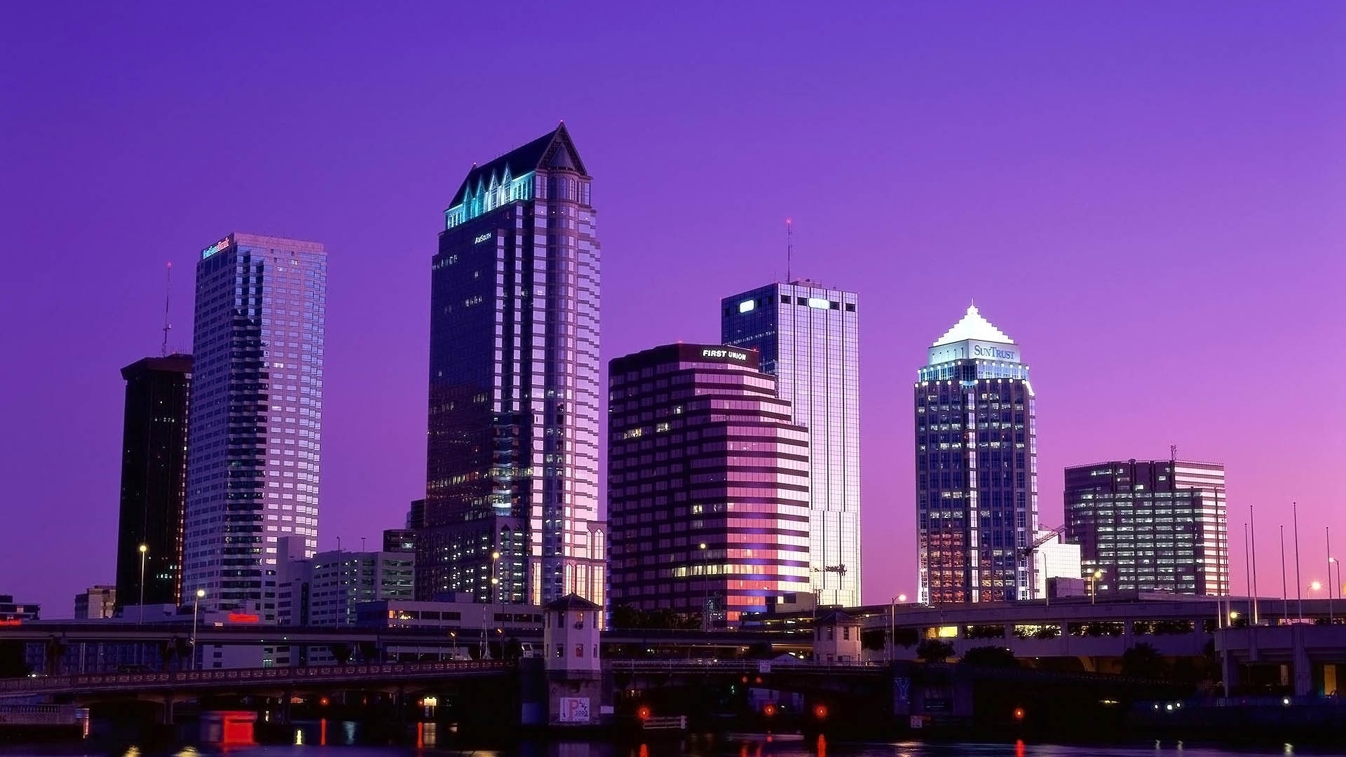 Tampa`s sunset skyline