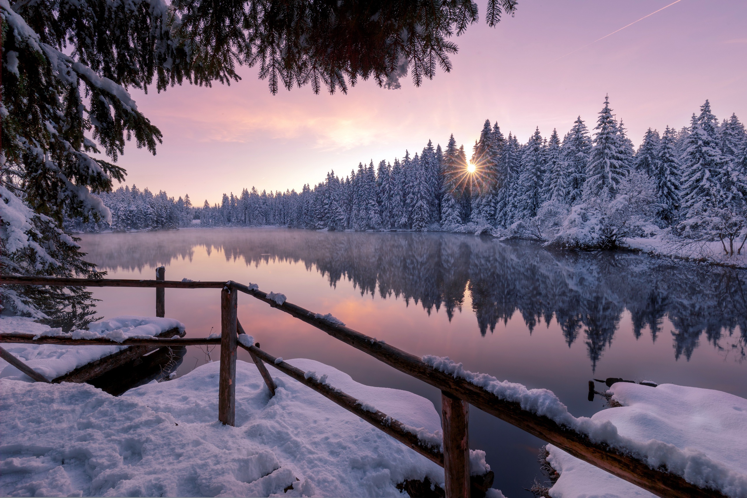 Free photo Frosty morning on the lake