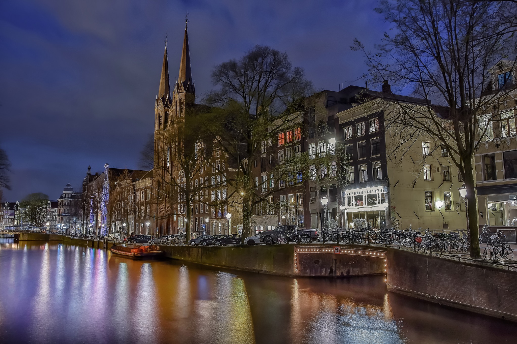 Wallpapers Amsterdam canal evening on the desktop