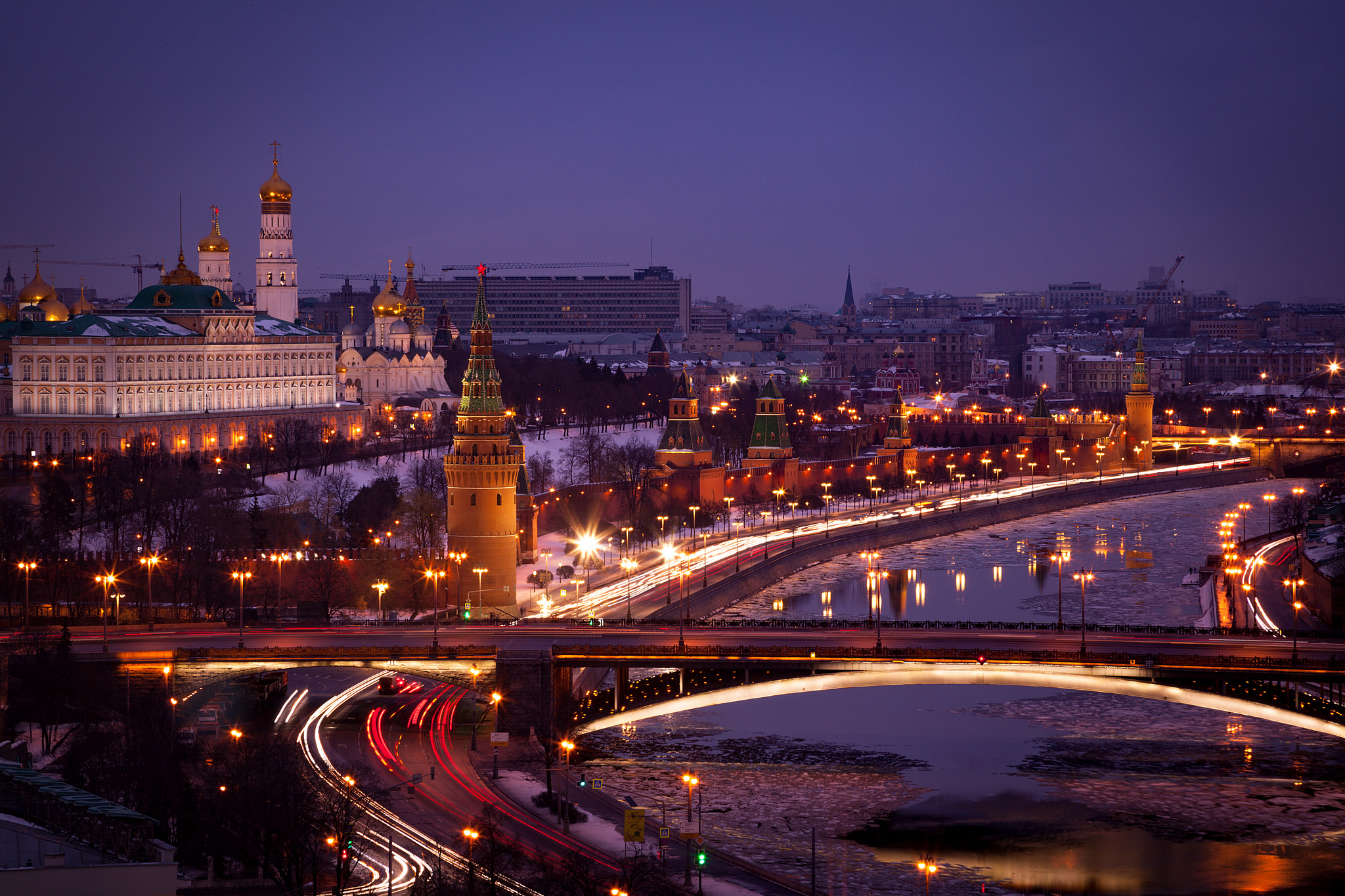 Обои ночь Кремль Москва на рабочий стол