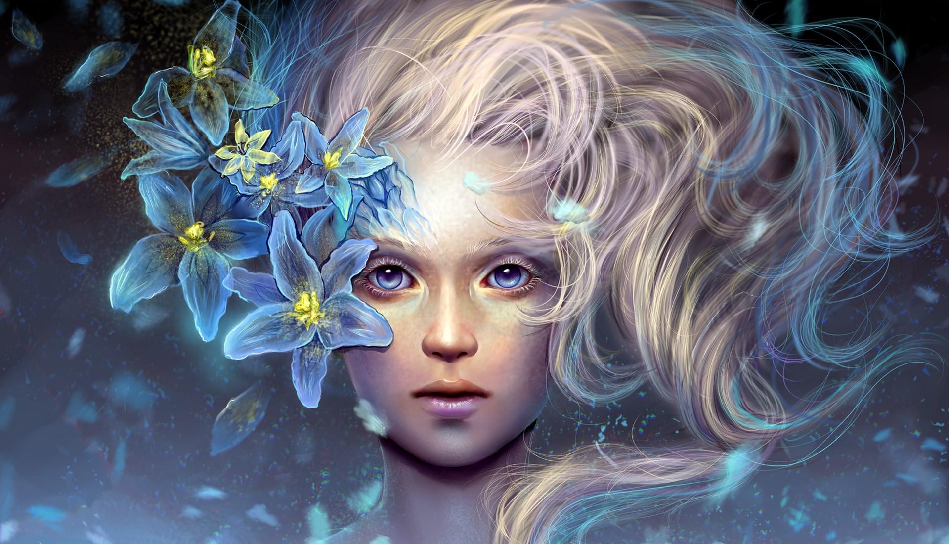 Wallpapers girl face hair on the desktop