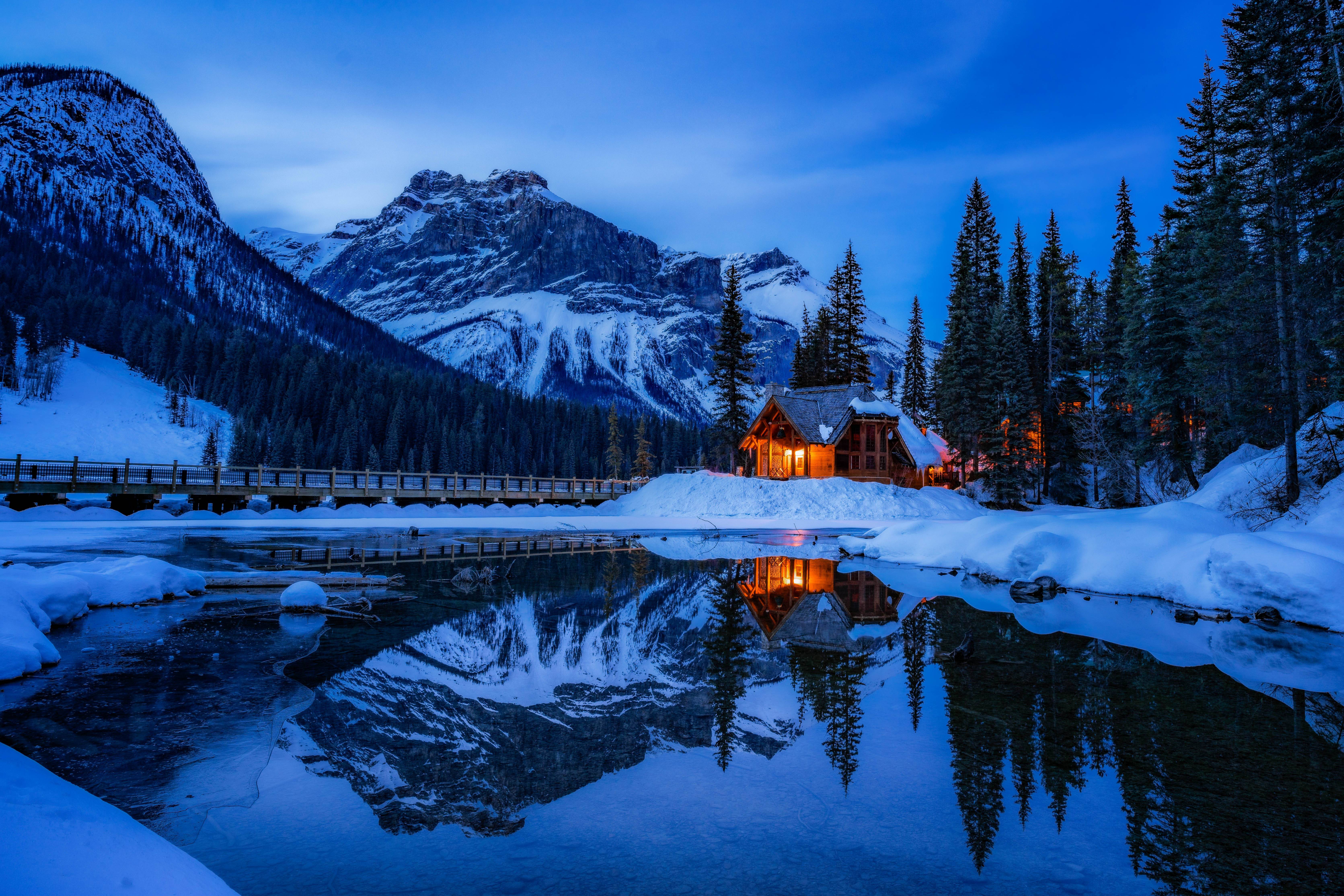 Wallpapers house river Alberta on the desktop