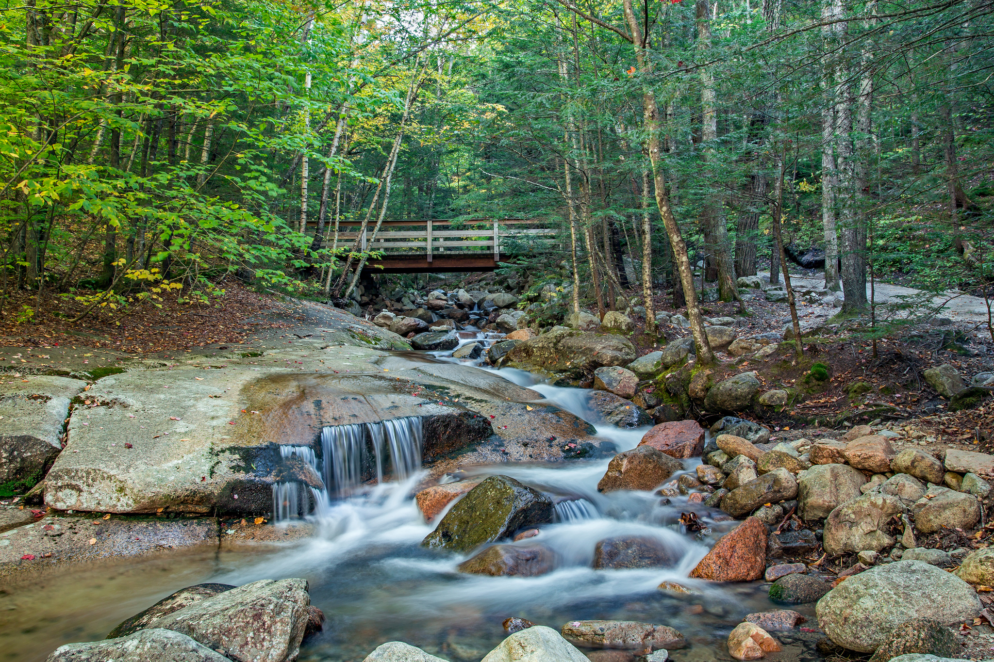 Wallpapers waterfall stones bridge on the desktop