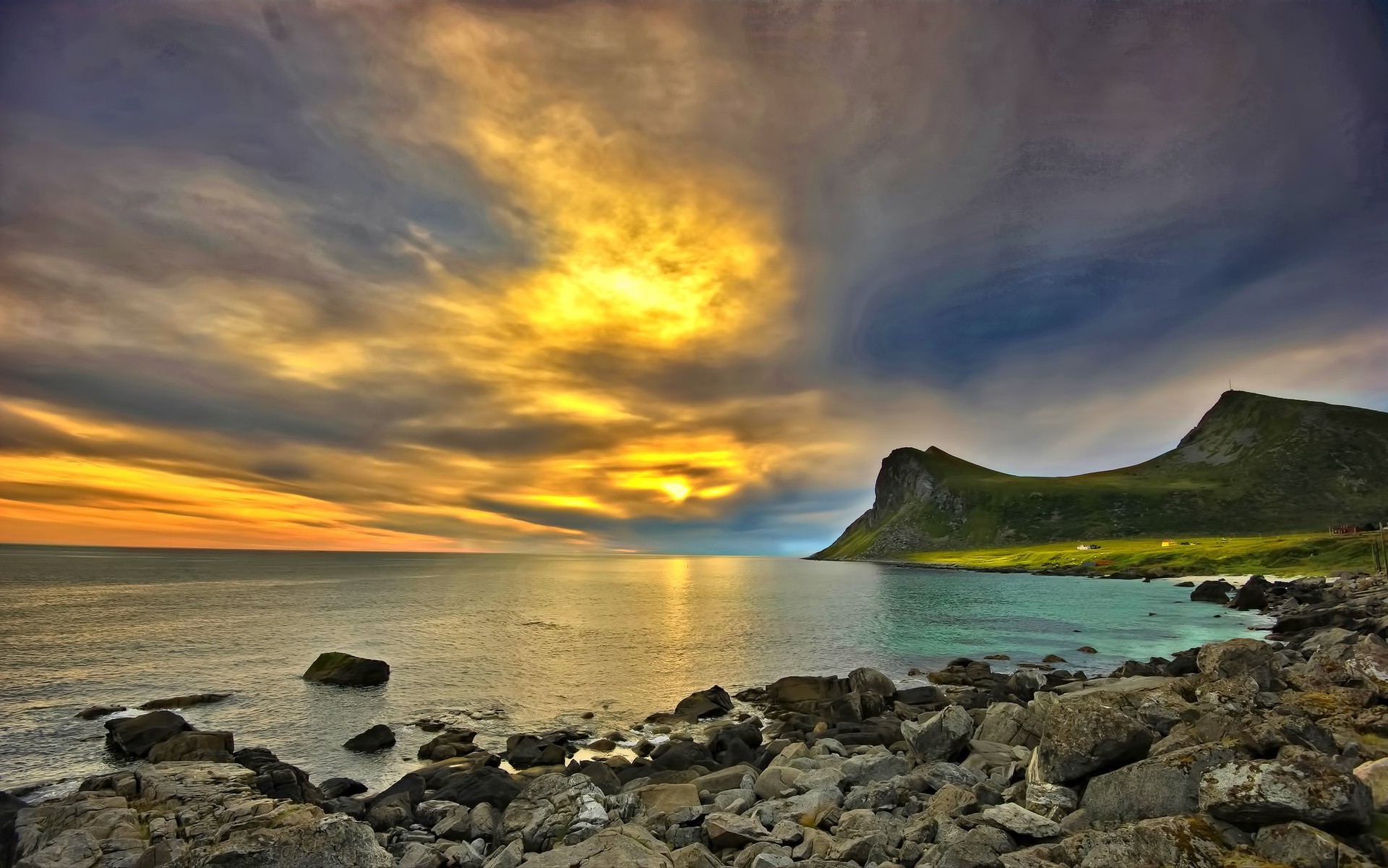 免费照片罗弗敦群岛的日落