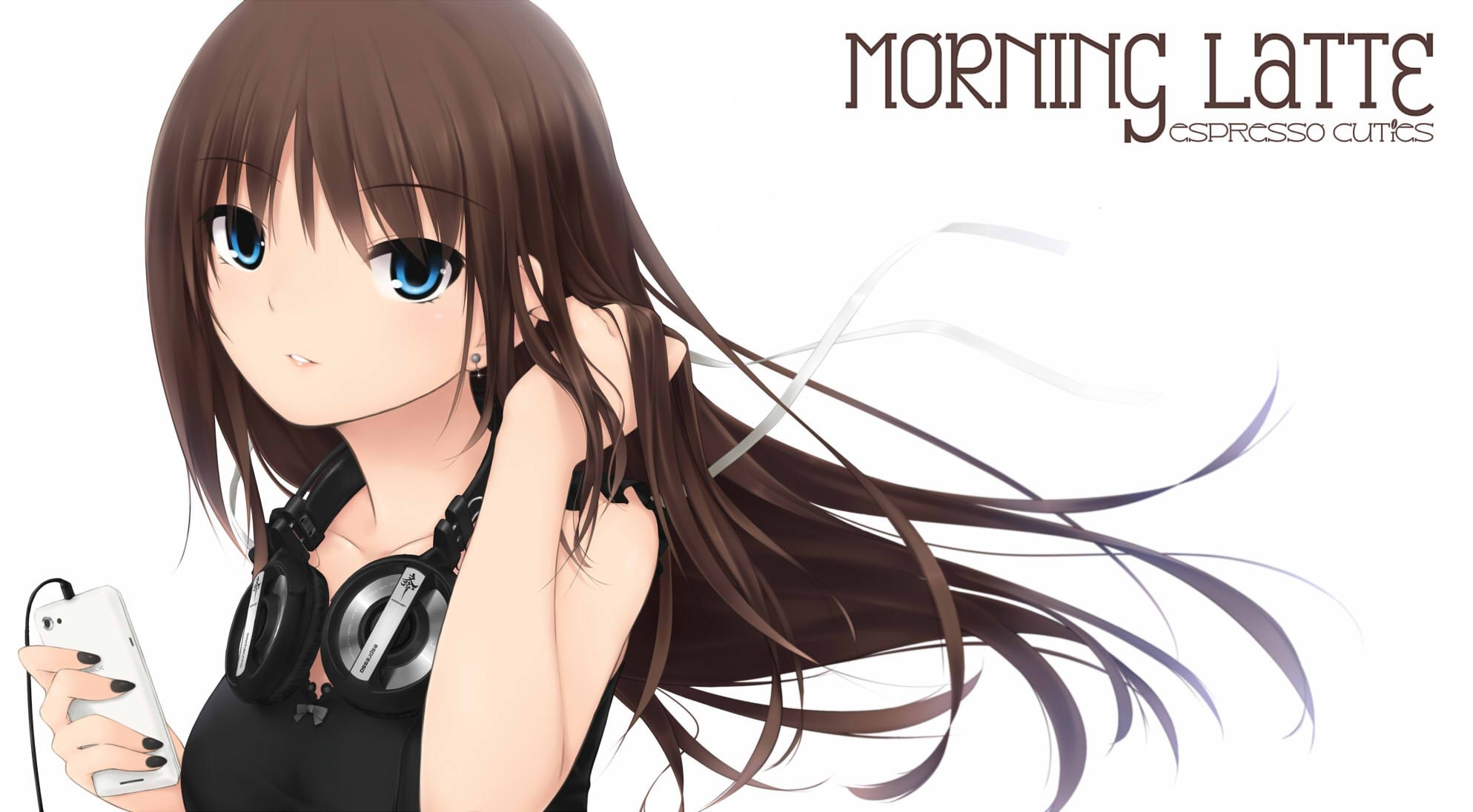 Wallpapers wallpaper anime girl headphones brown hair on the desktop