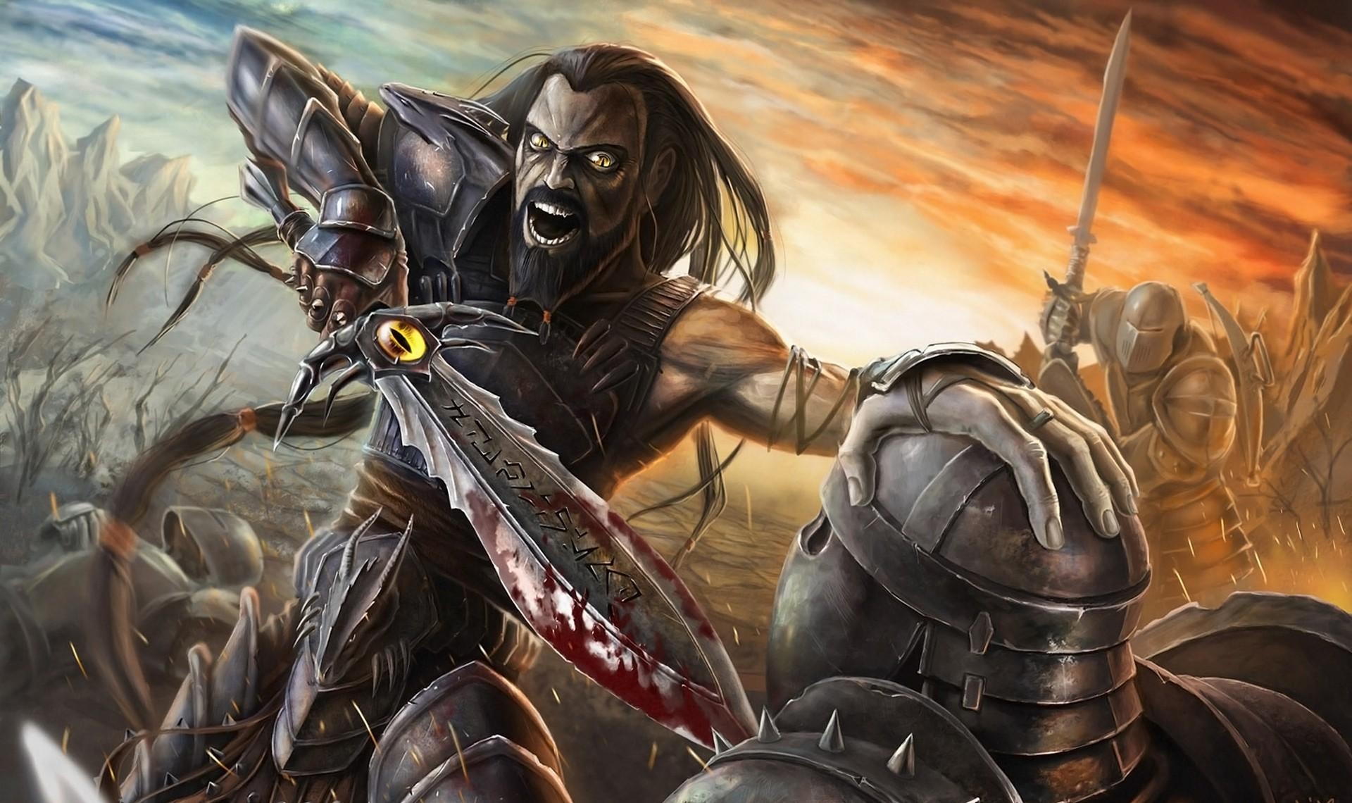 Обои мужчина воин меч на рабочий стол