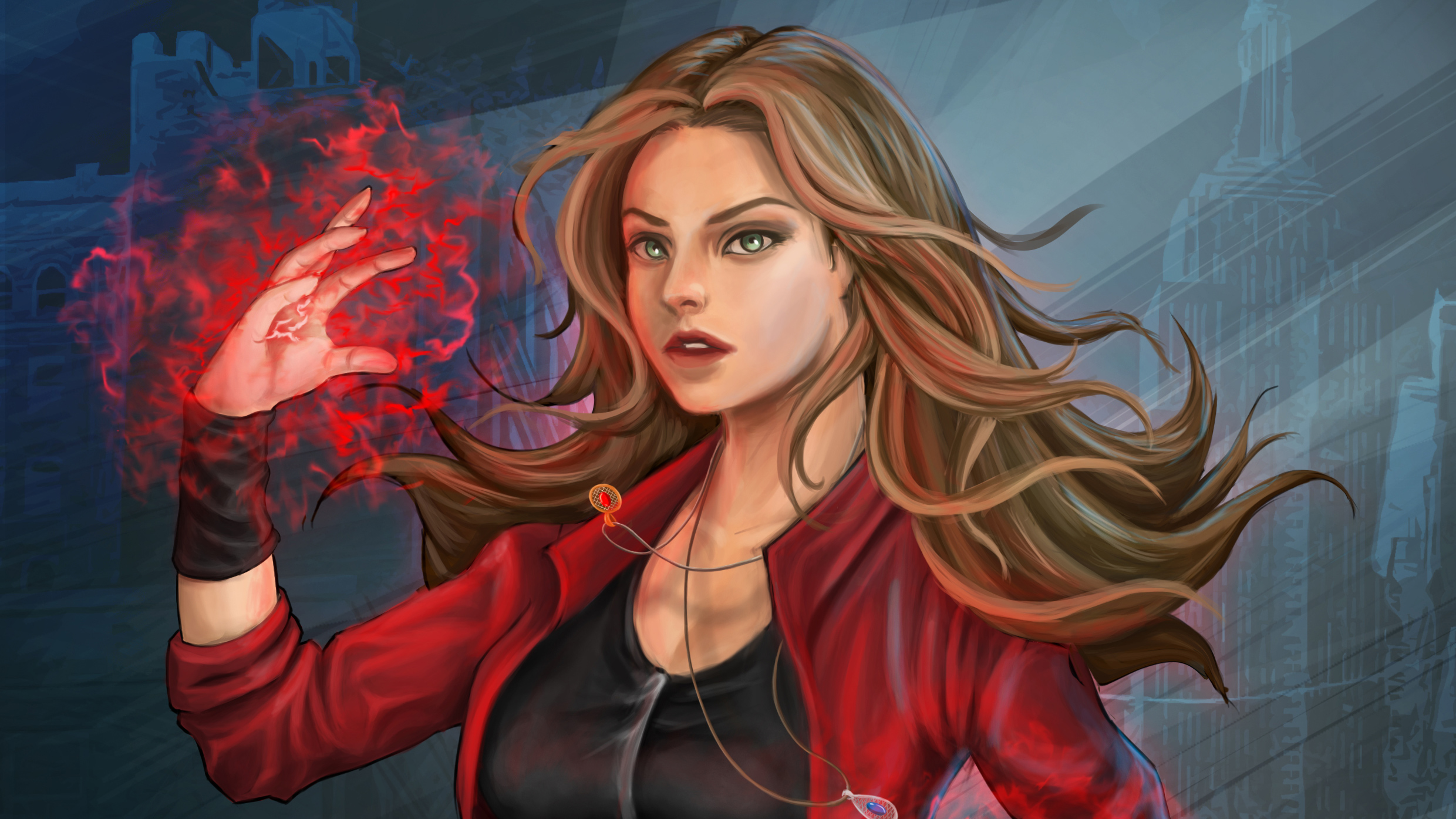 Wallpapers superheroes Scarlet Witch artist on the desktop