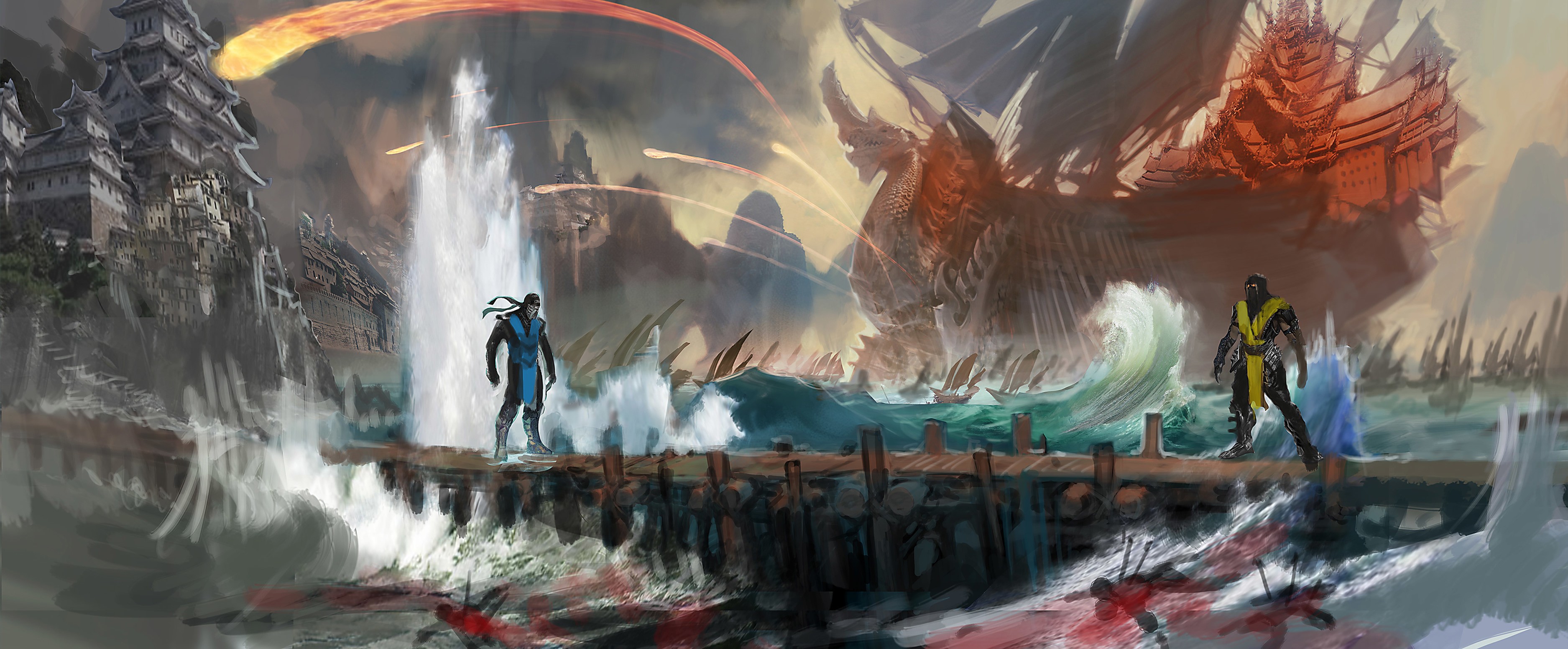 桌面上的壁纸电子游戏 艺术品 真人快打