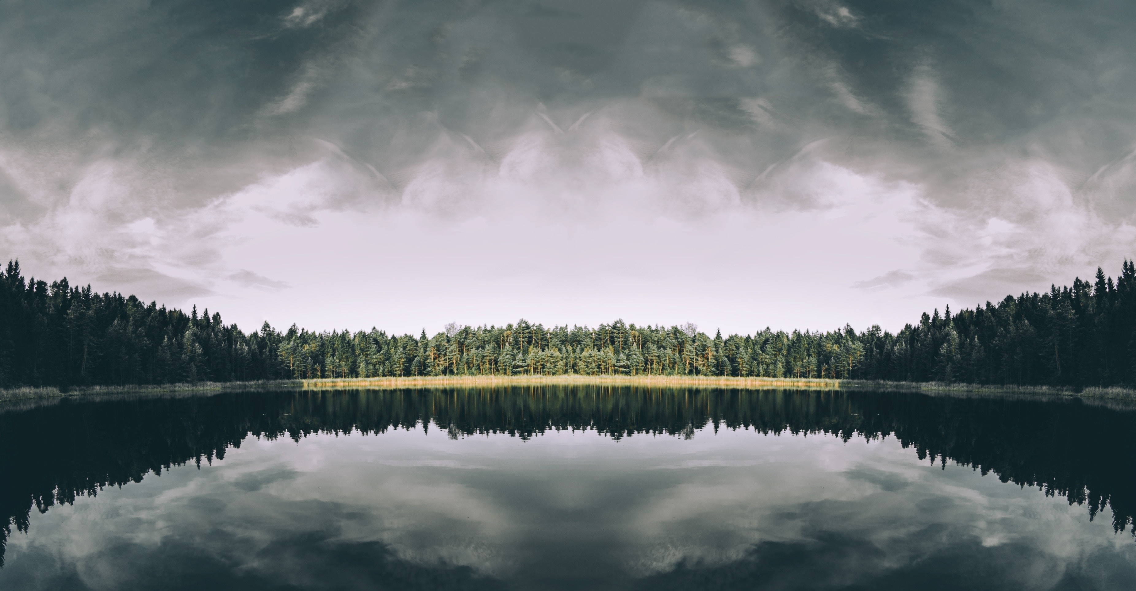 Wallpapers wallpaper lake clouds trees on the desktop