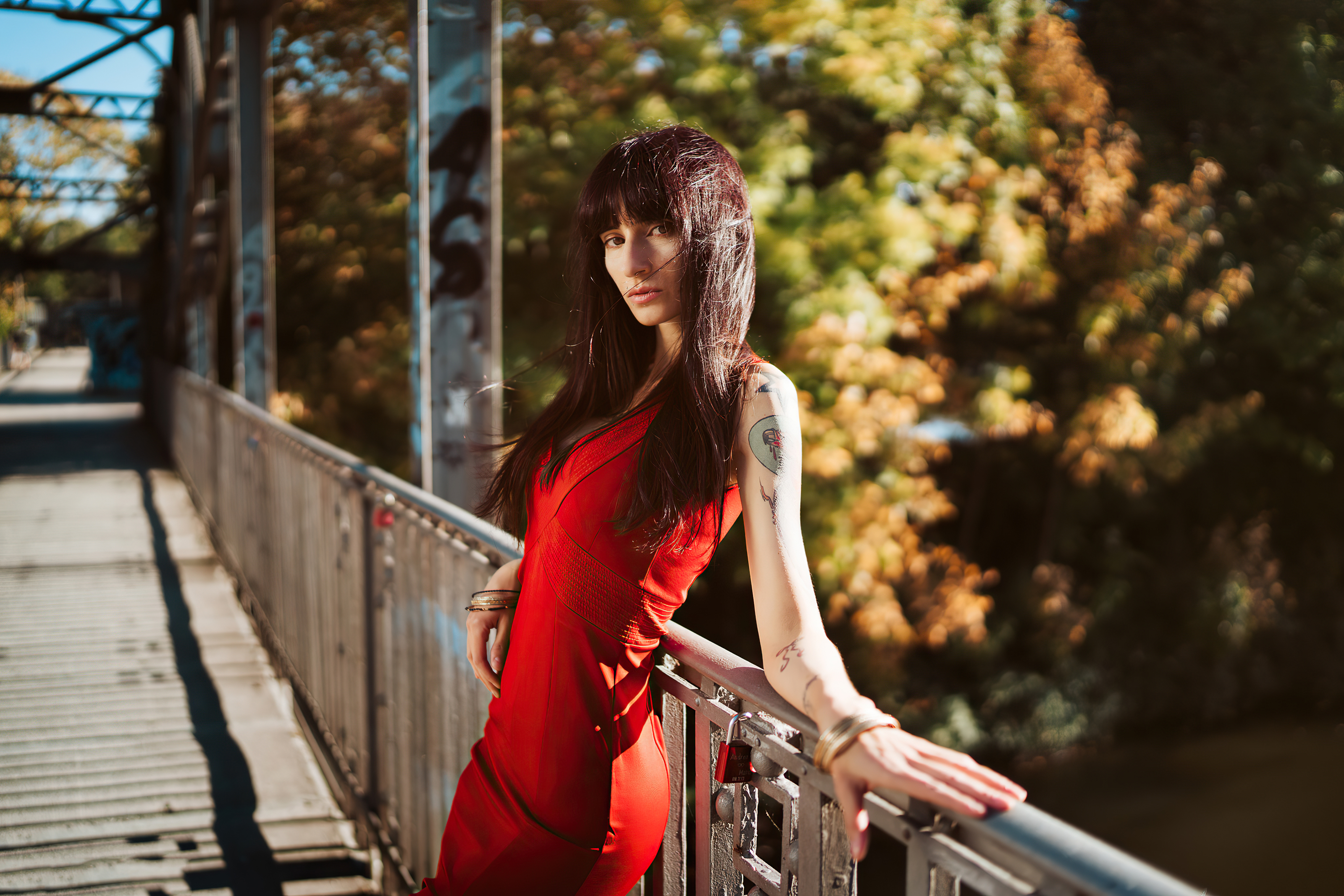 Wallpapers dress red dark hair model on the desktop