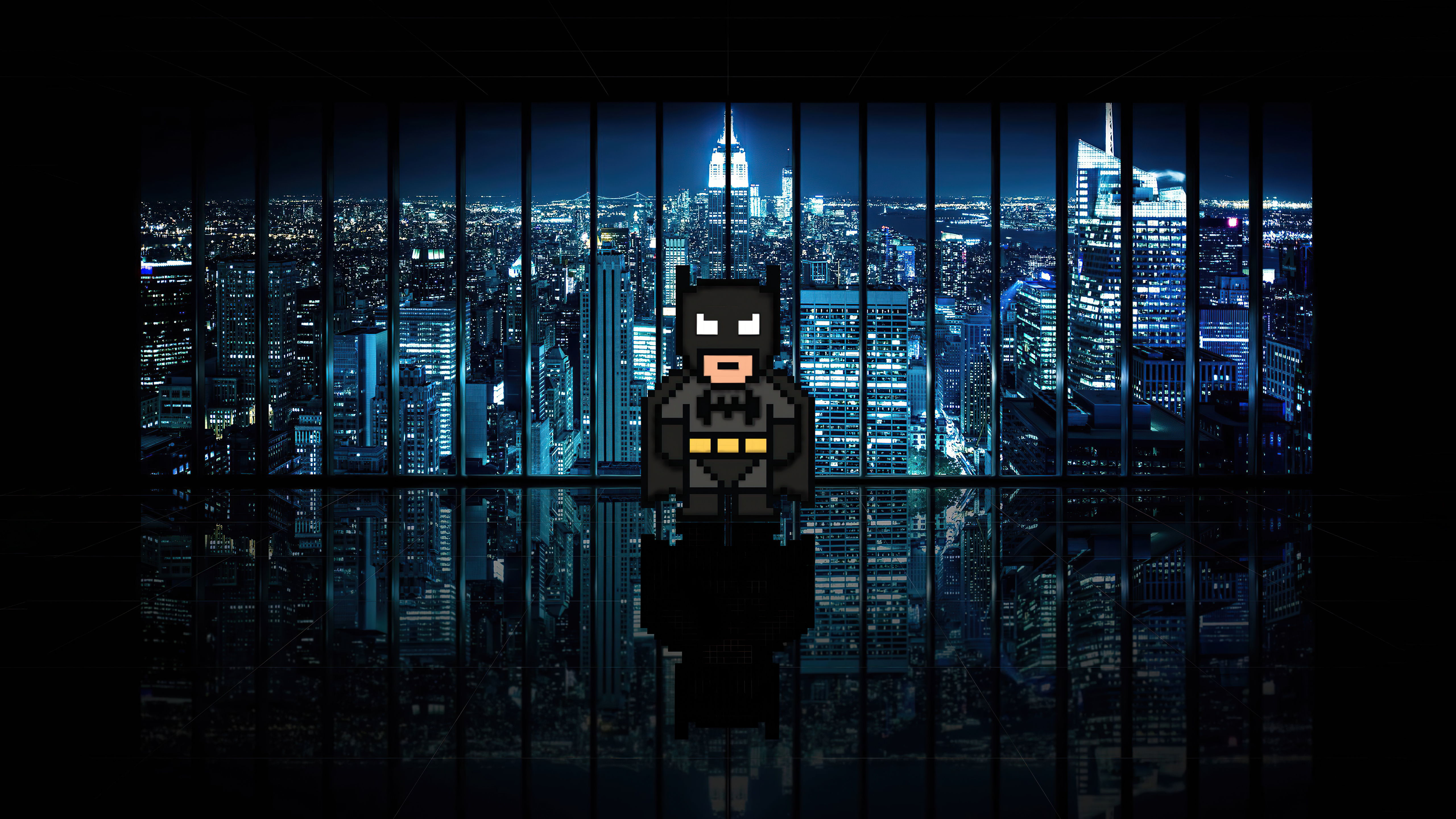Free photo A little batman made of pixels