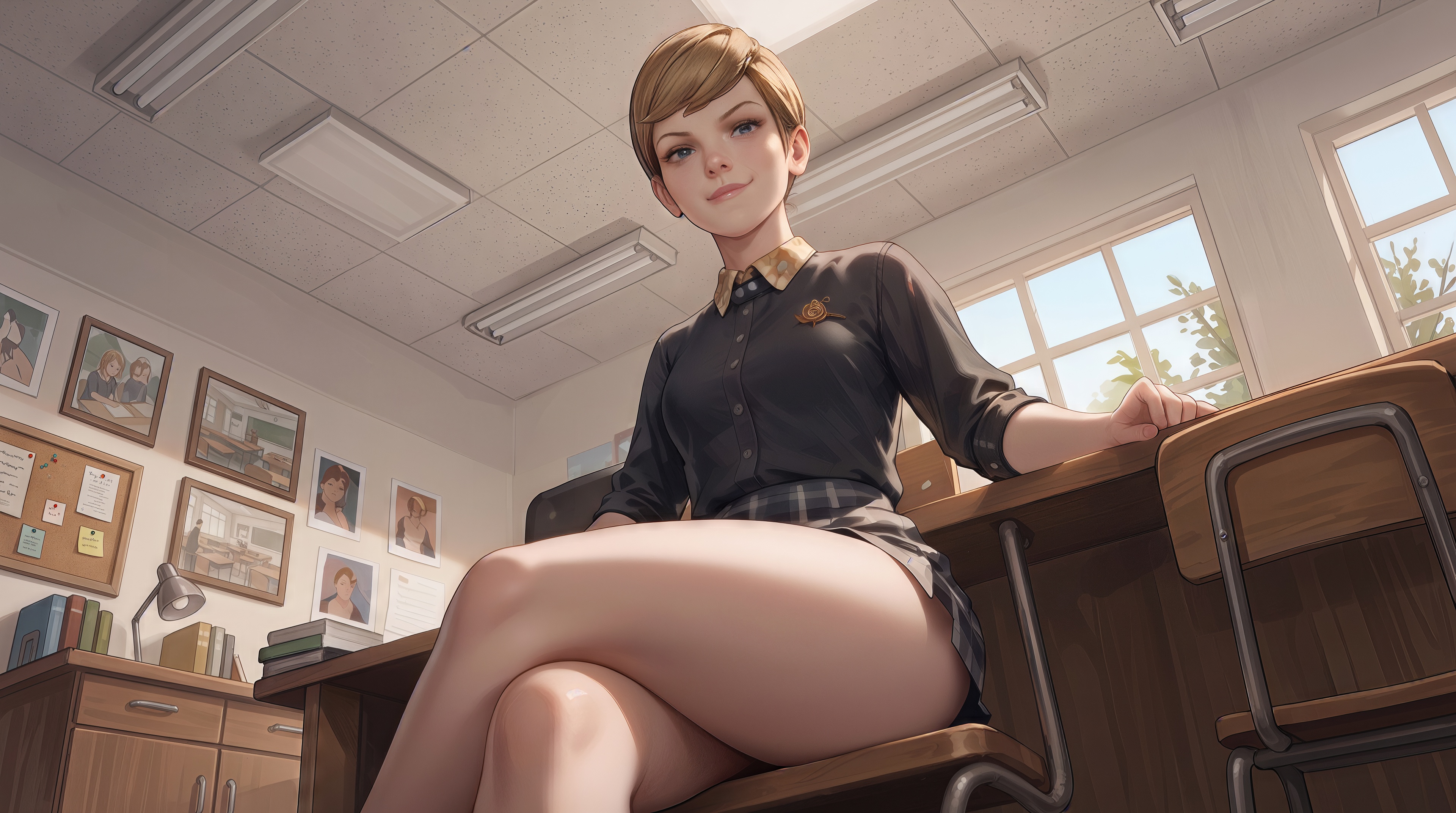 Free photo The central position of the heroine reflects her dominant role in the class space.